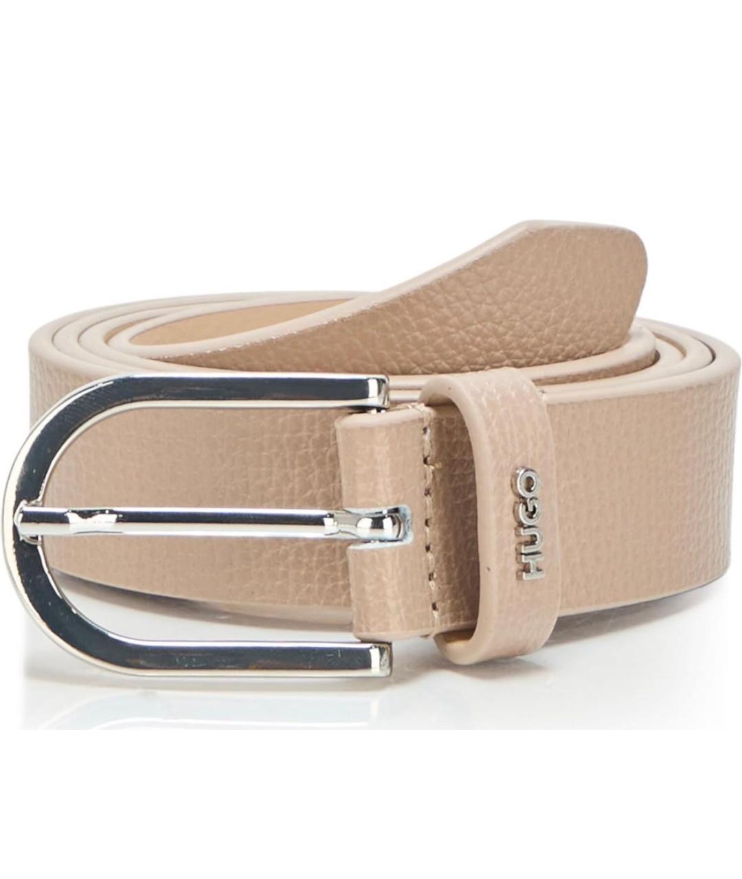 HUGO Бежевый кожаный ремень, фото 9