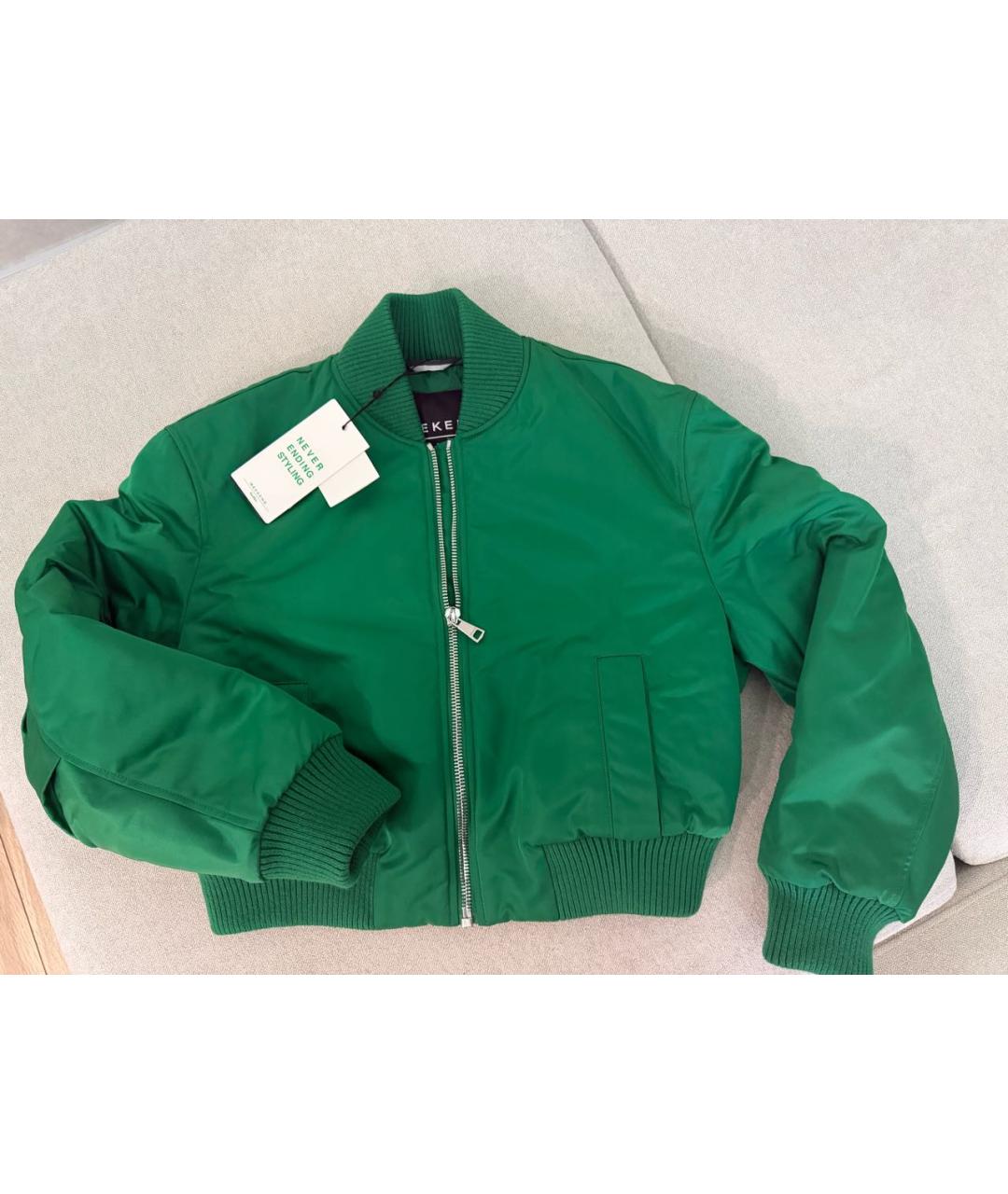 WEEKEND MAX MARA Зеленая атласная куртка, фото 2