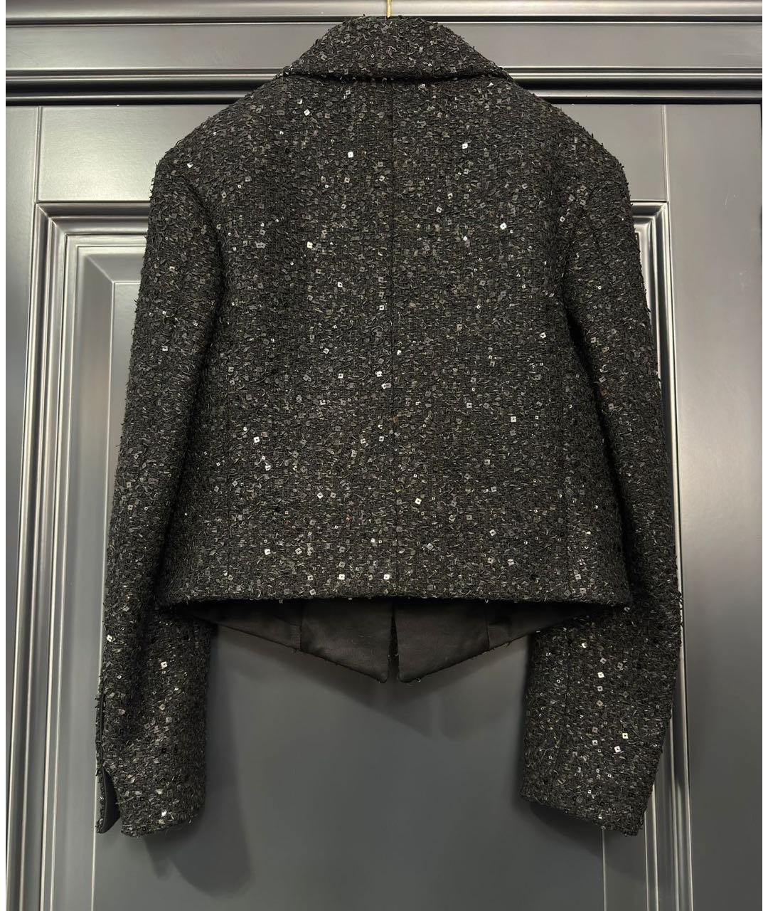 CHANEL Черный твидовый жакет/пиджак, фото 2