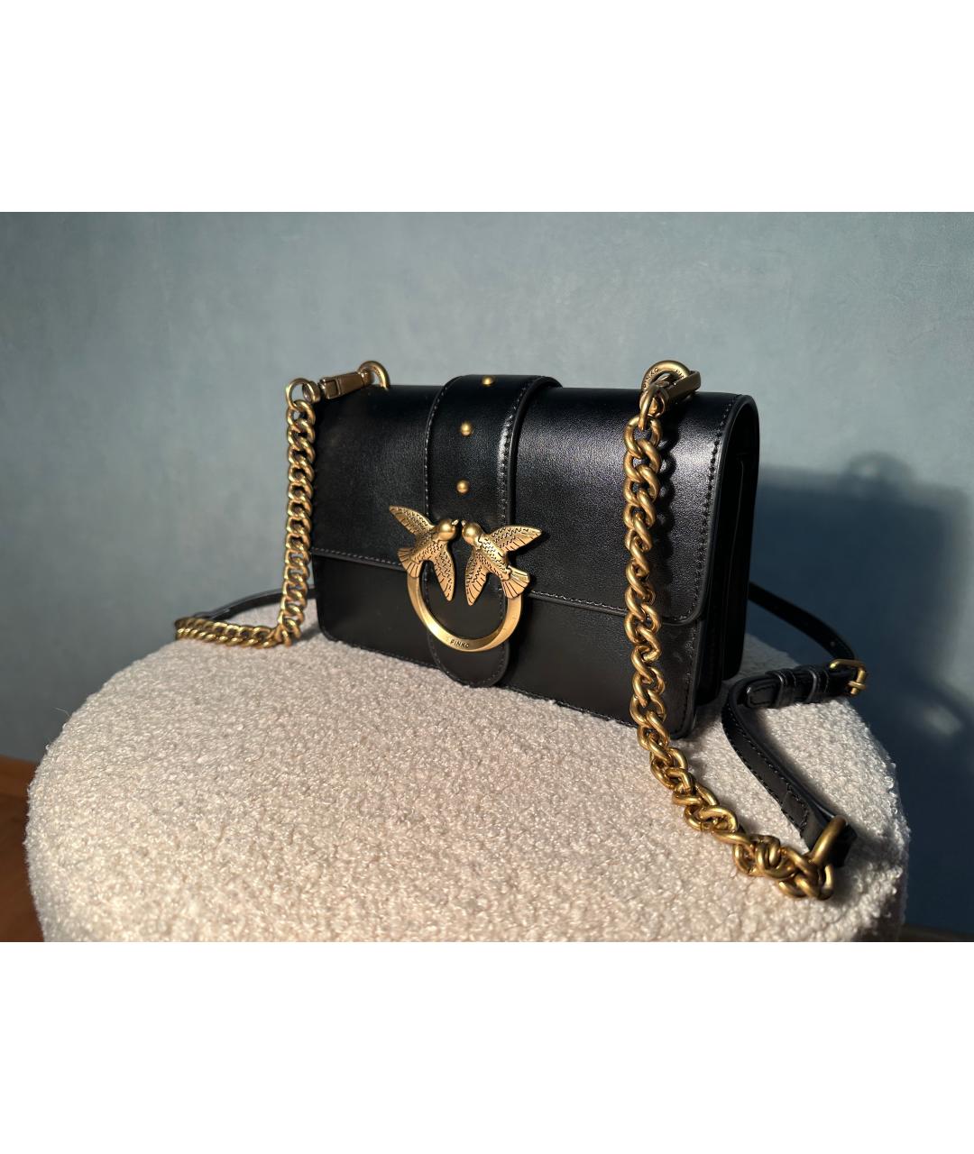 PINKO Черная кожаная сумка через плечо, фото 2