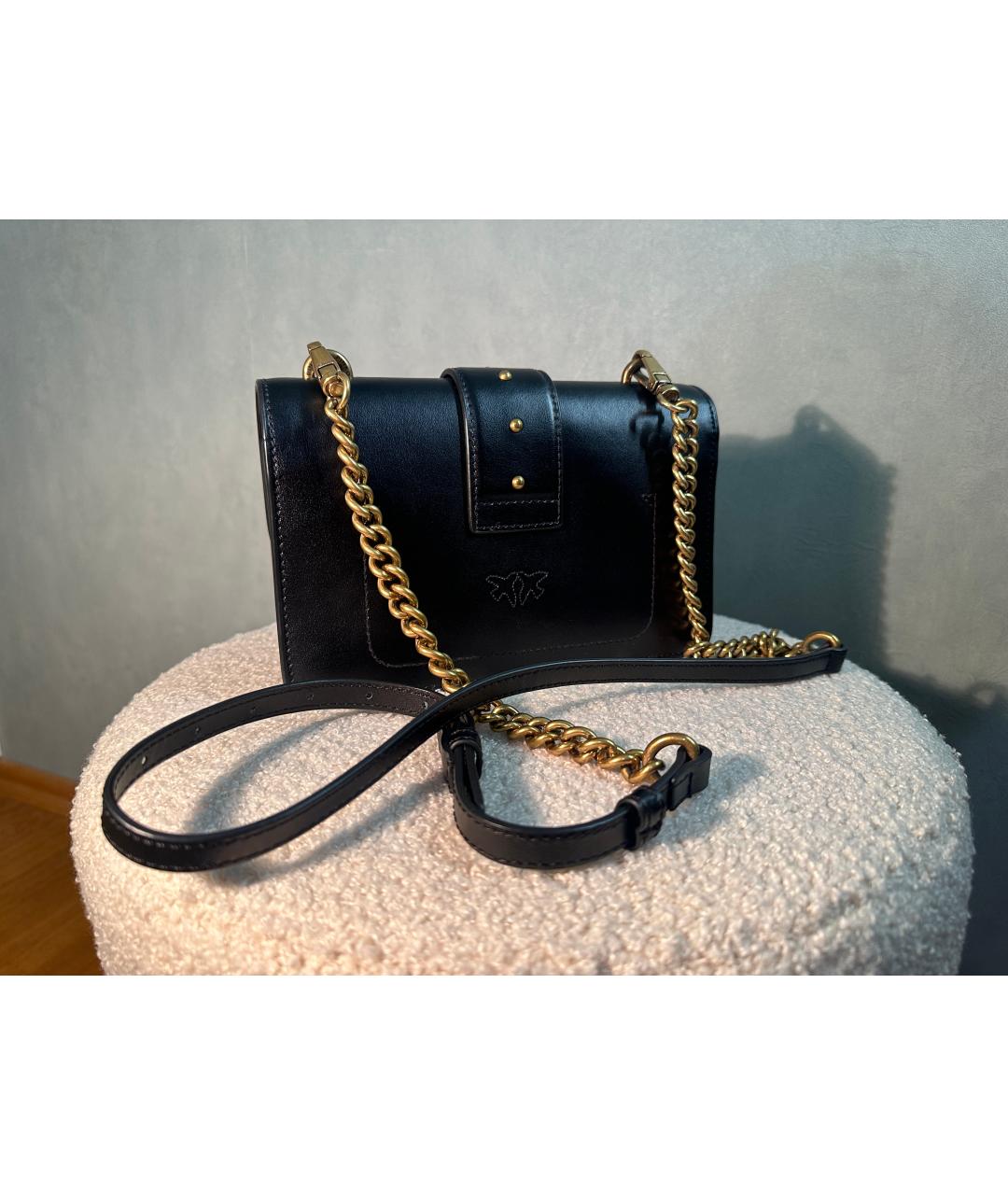 PINKO Черная кожаная сумка через плечо, фото 3