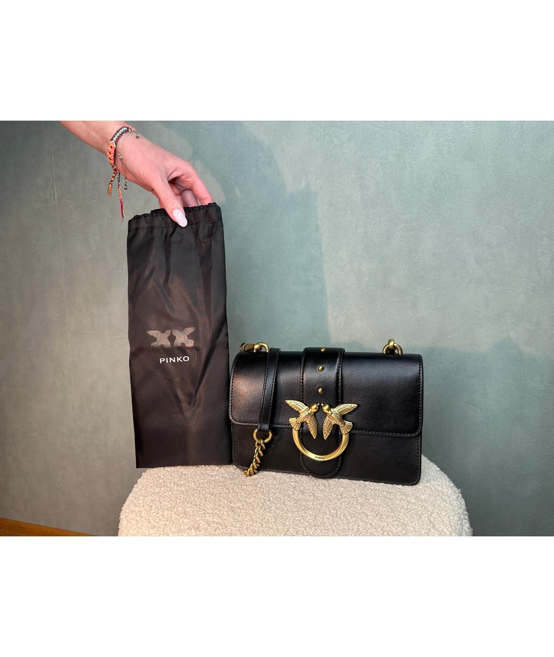 PINKO Черная кожаная сумка через плечо, фото 8
