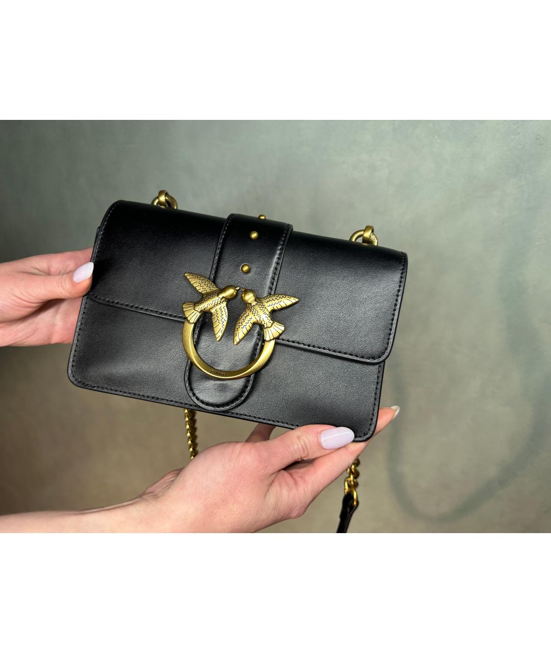 PINKO Черная кожаная сумка через плечо, фото 4