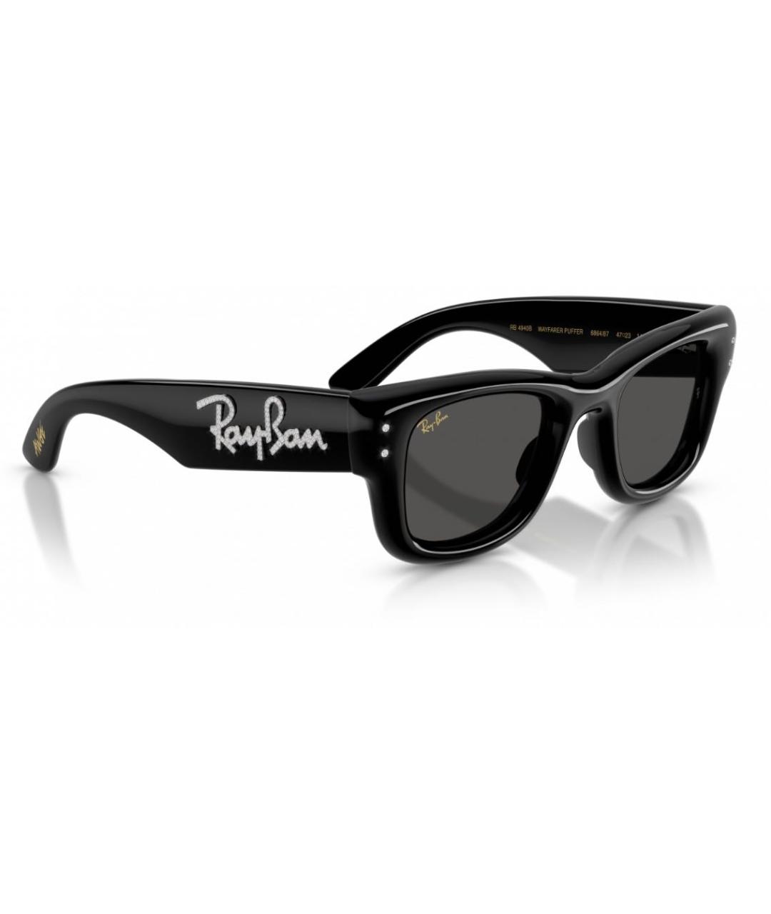 RAY BAN Черные пластиковые солнцезащитные очки, фото 8