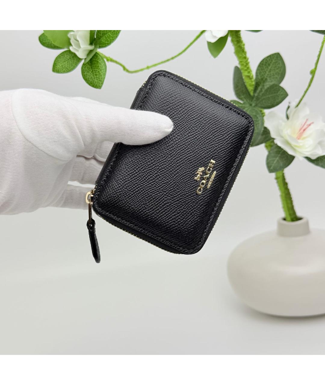 COACH Черная кожаная косметичка, фото 7