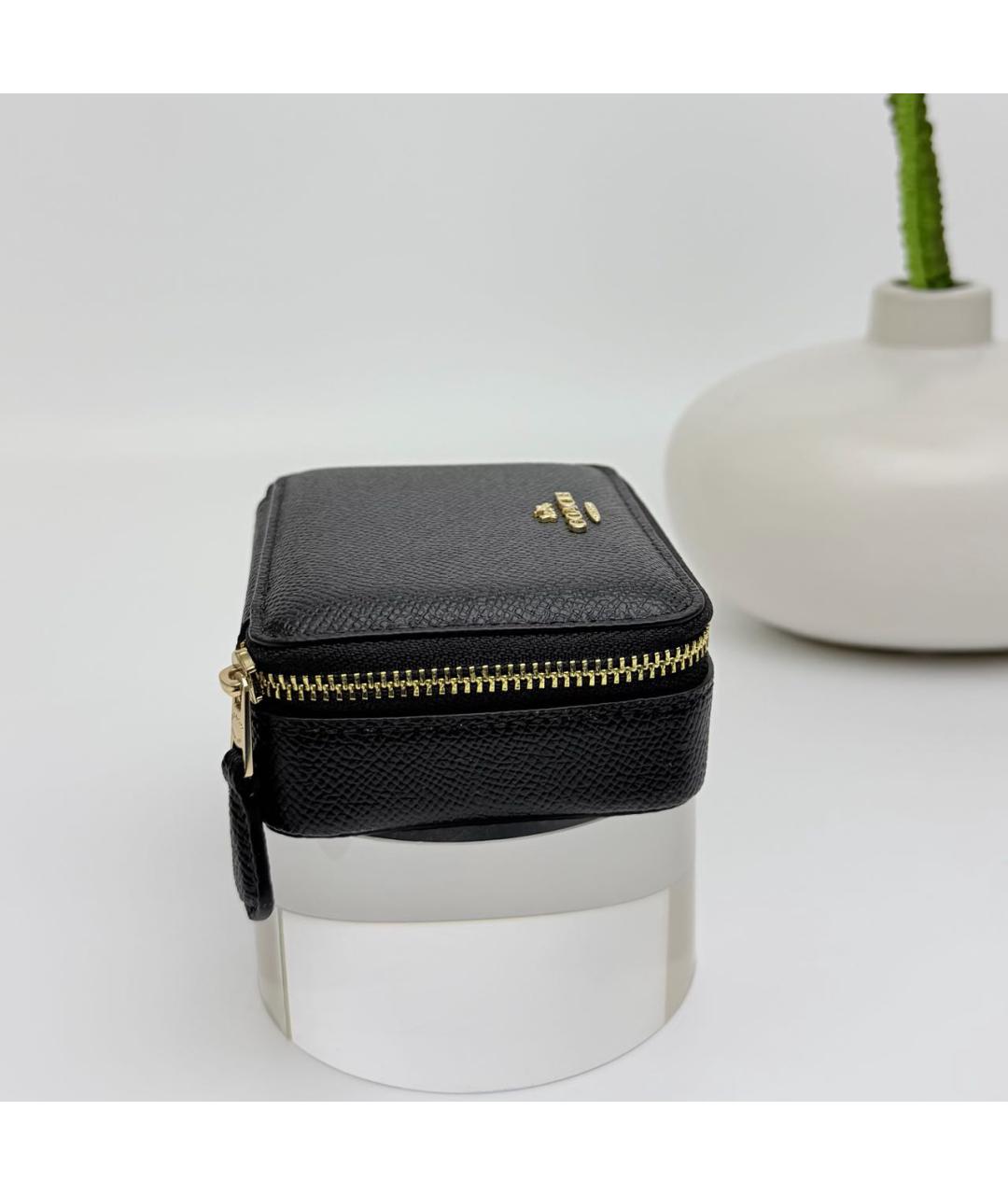 COACH Черная кожаная косметичка, фото 3