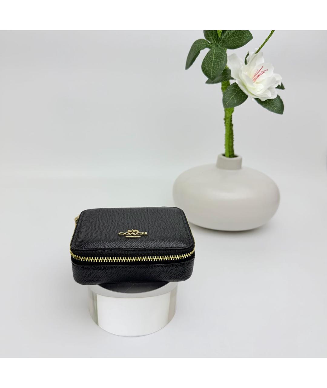 COACH Черная кожаная косметичка, фото 2