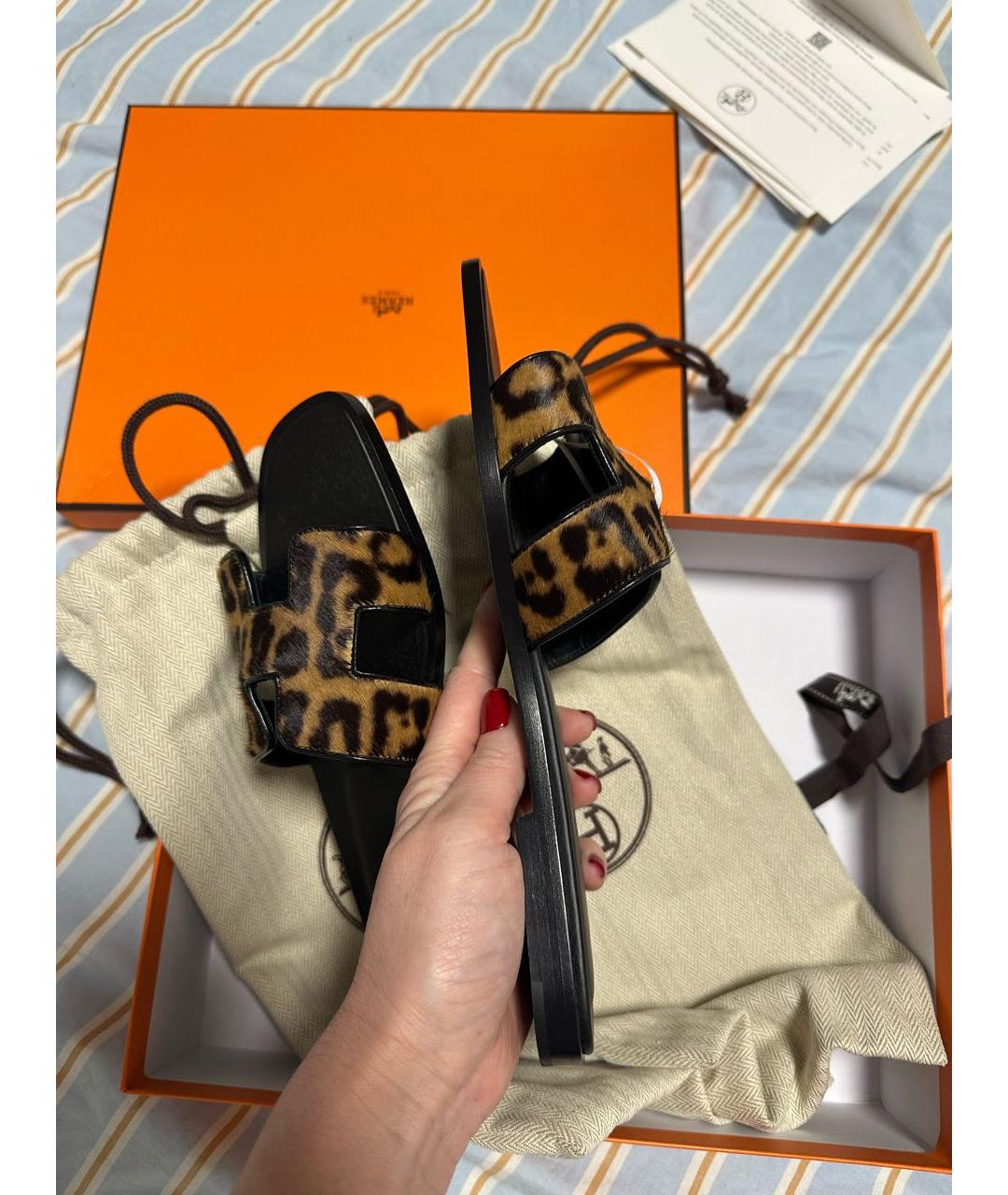 HERMES Мульти кожаные шлепанцы, фото 6