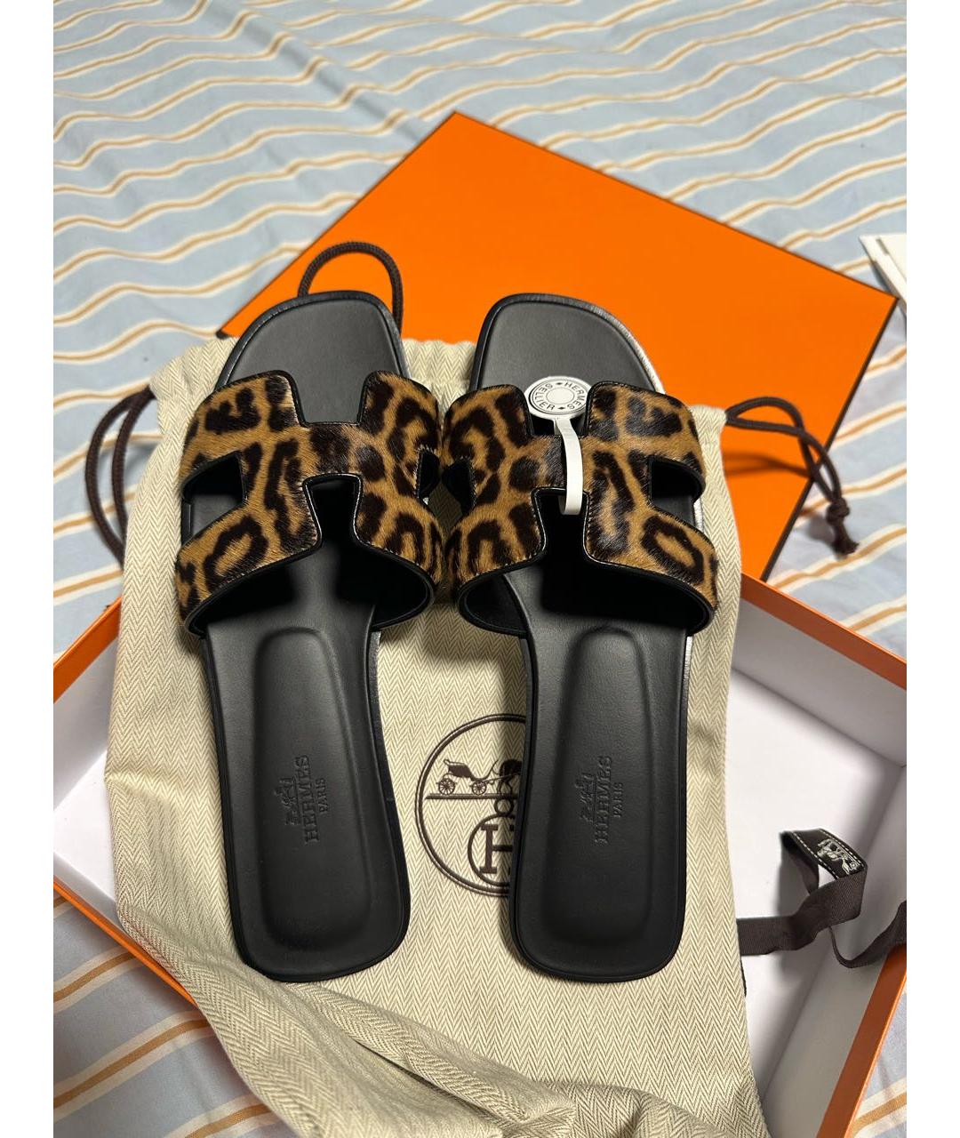 HERMES Мульти кожаные шлепанцы, фото 2