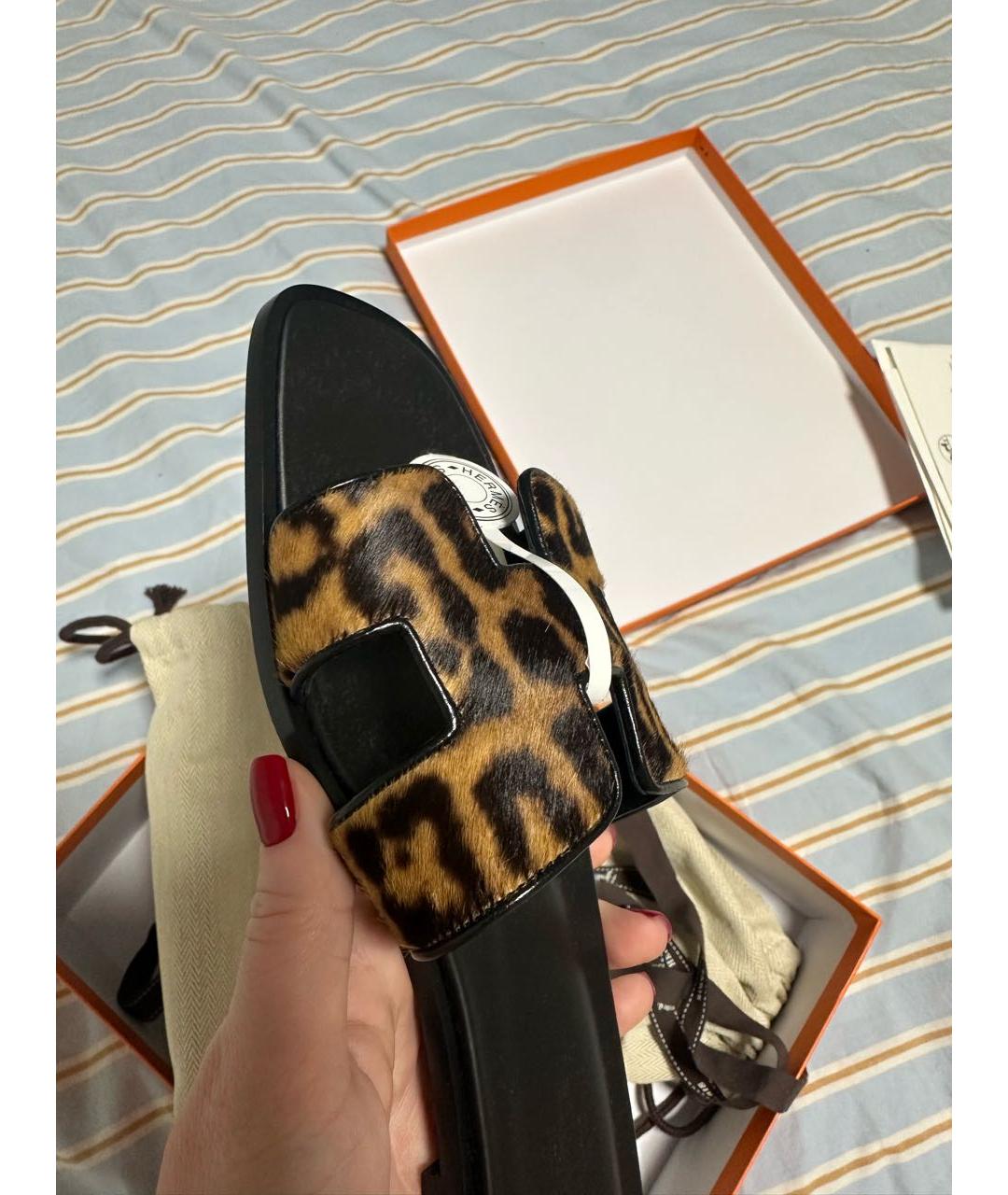 HERMES Мульти кожаные шлепанцы, фото 5