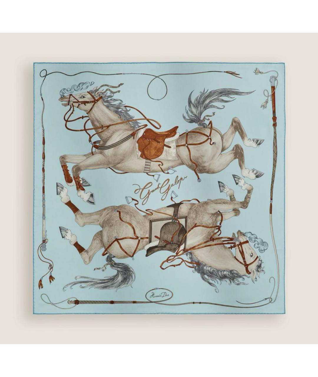 HERMES Голубой шелковый платок, фото 6