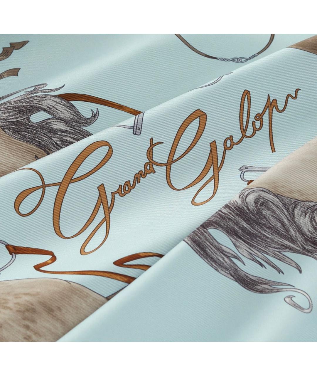 HERMES Голубой шелковый платок, фото 2