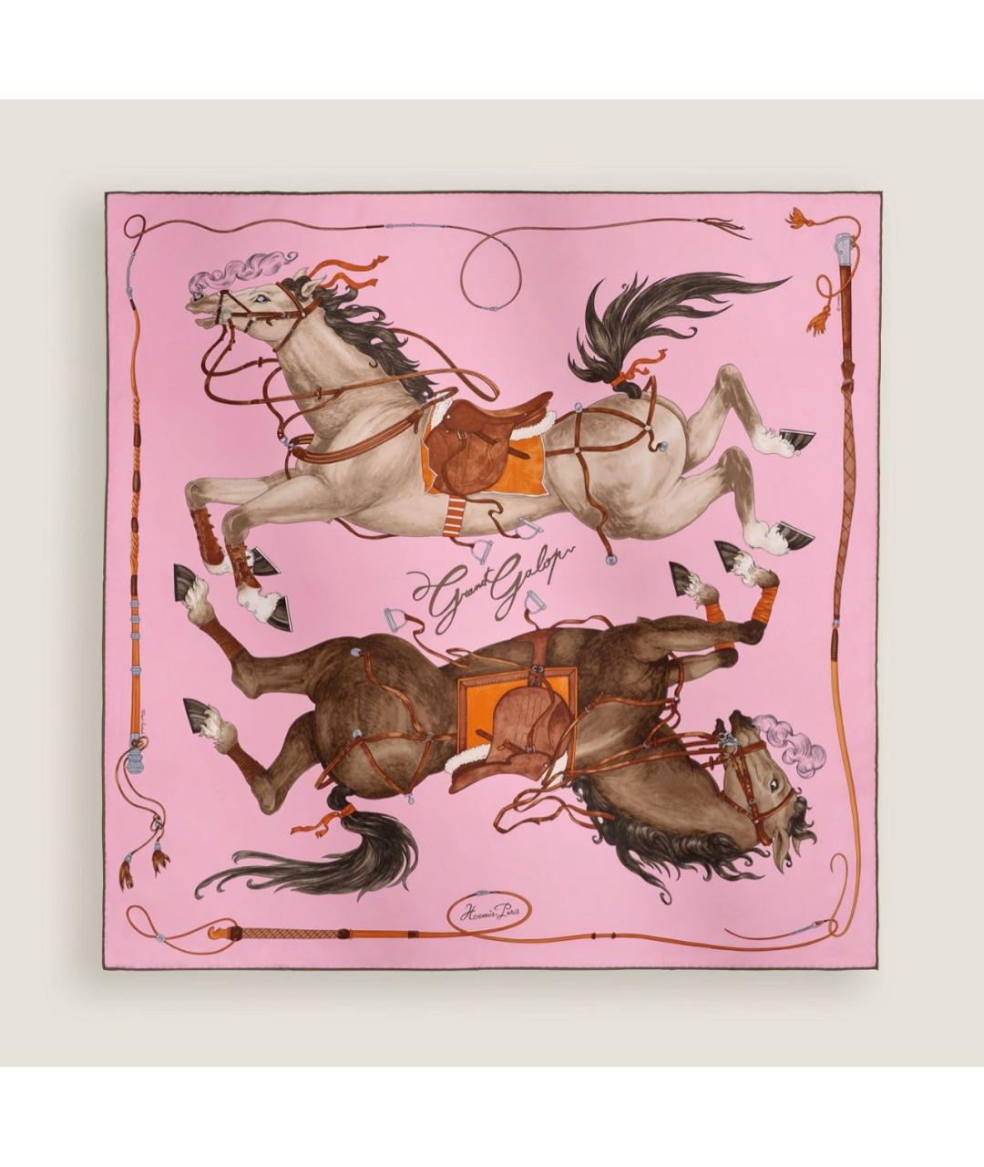 HERMES Розовый шелковый платок, фото 6