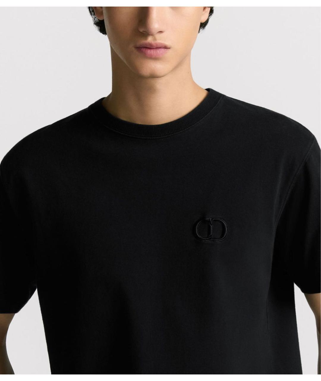CHRISTIAN DIOR Черная хлопковая футболка, фото 2