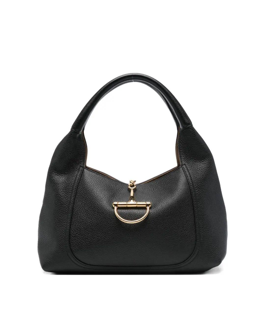 GUCCI Черная кожаная сумка с короткими ручками, фото 1