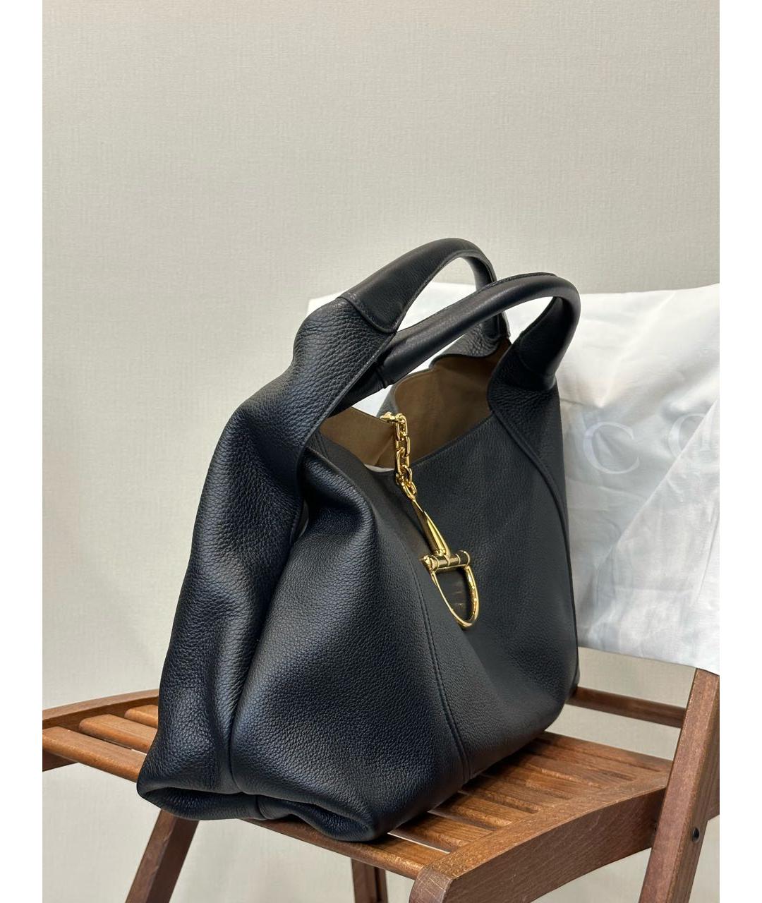 GUCCI Черная кожаная сумка с короткими ручками, фото 3