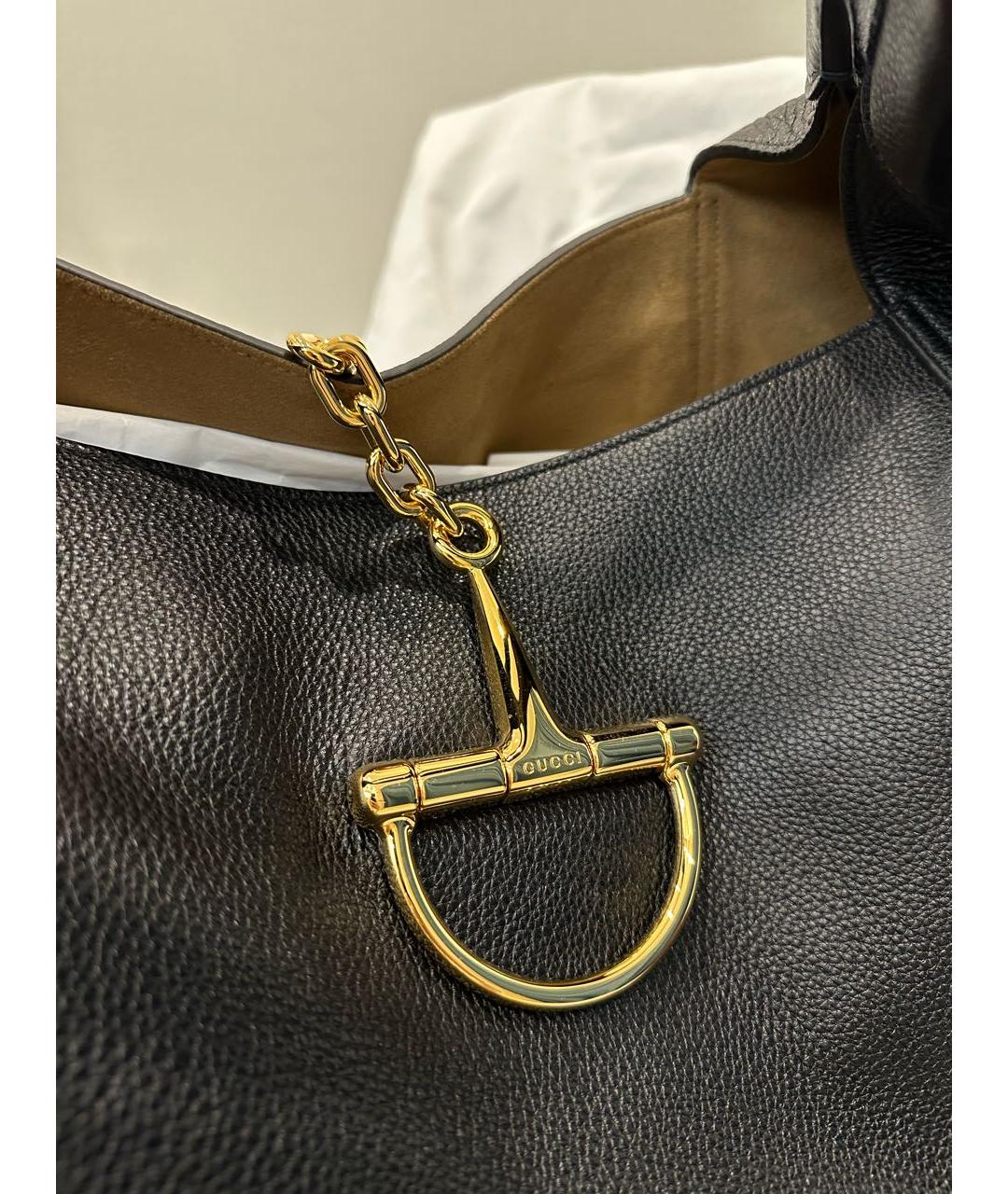 GUCCI Черная кожаная сумка с короткими ручками, фото 5