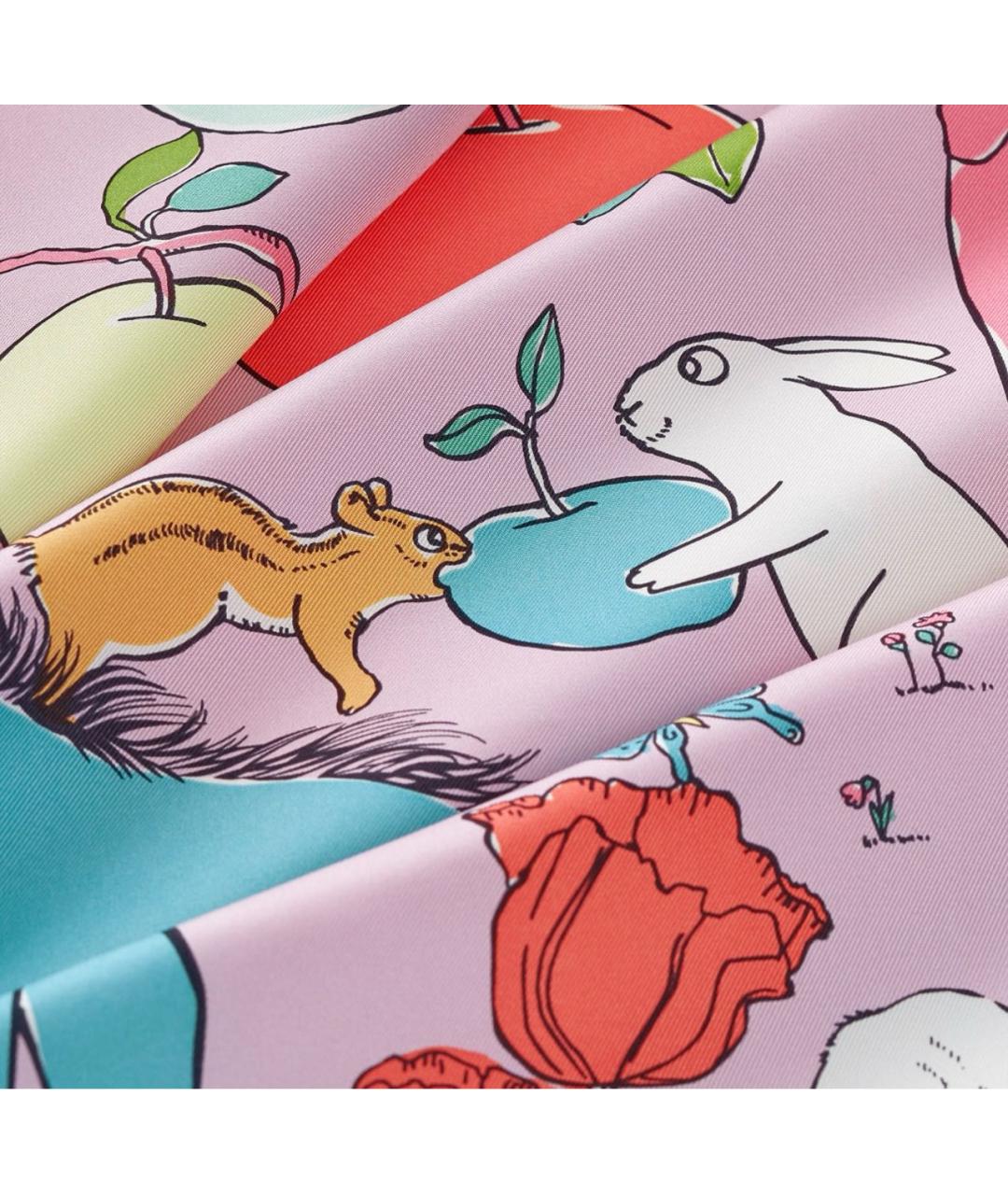 HERMES Розовый шелковый платок, фото 2