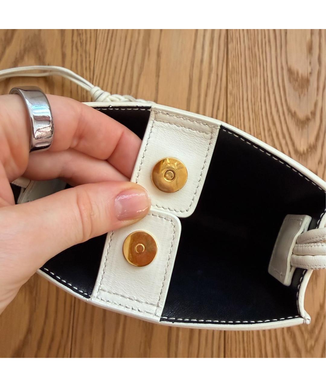 JIL SANDER Белая кожаная сумка через плечо, фото 4