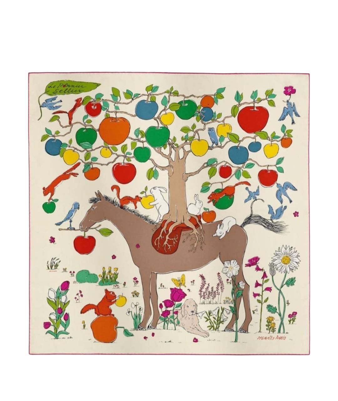 HERMES Мульти шелковый платок, фото 1