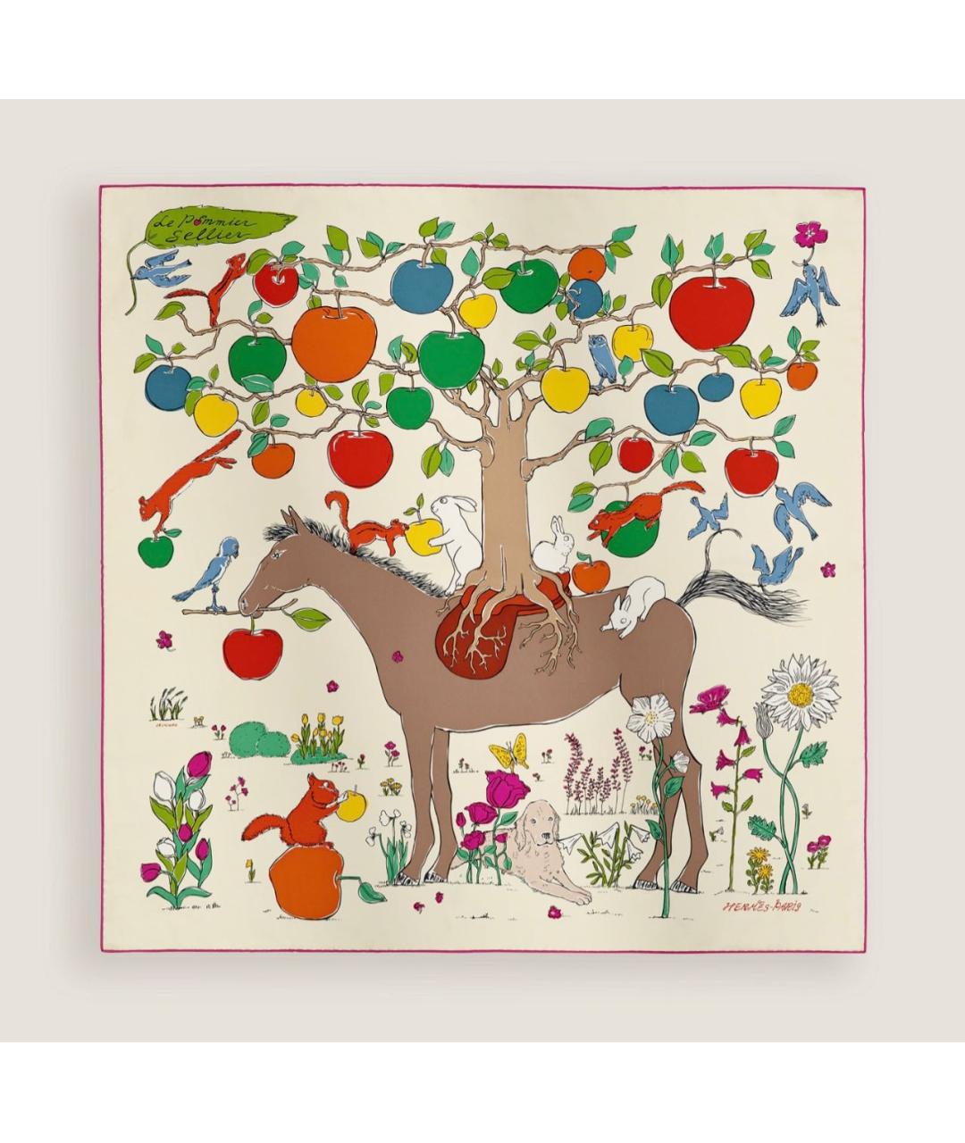 HERMES Мульти шелковый платок, фото 6