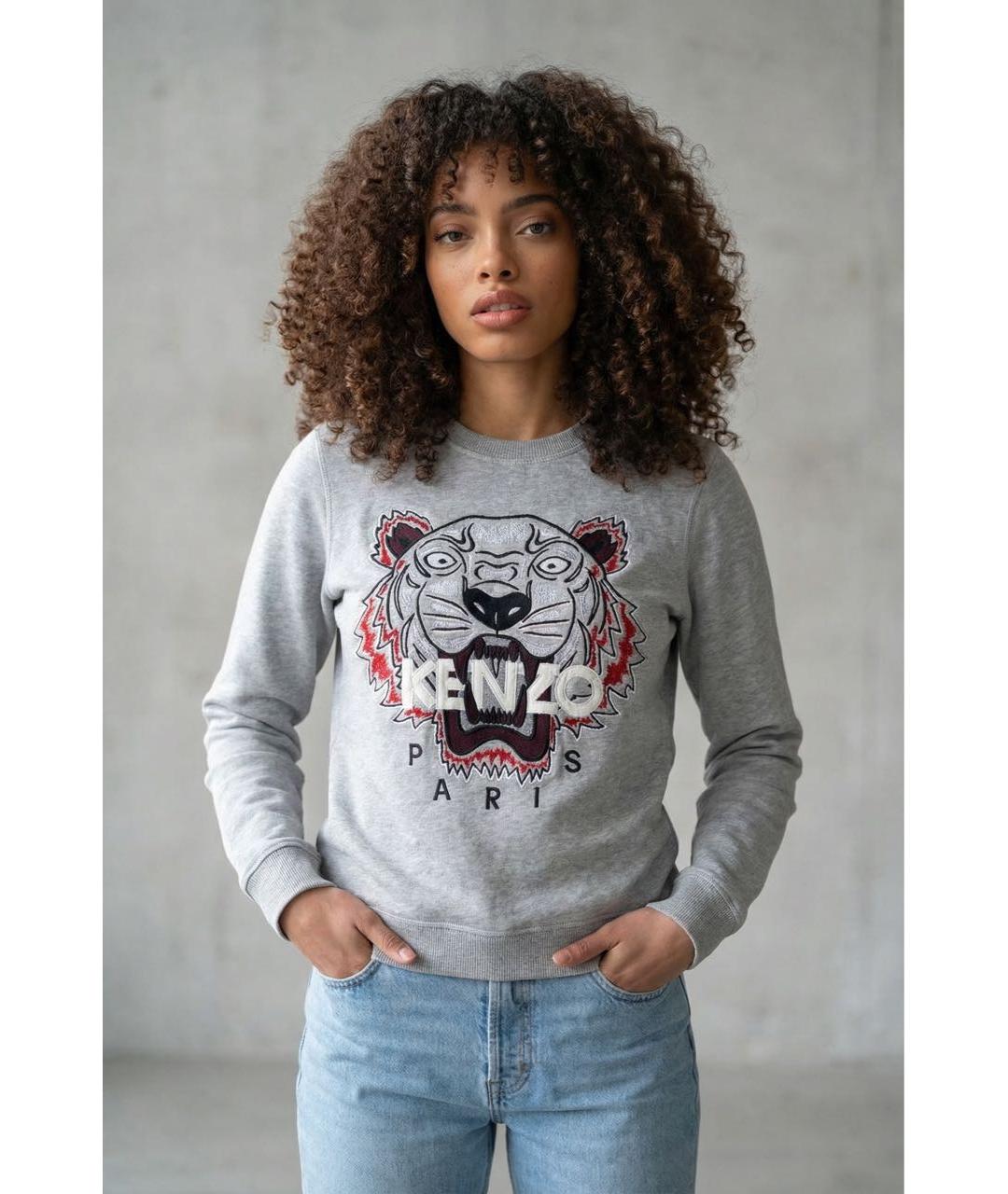 KENZO Серый хлопковый джемпер / свитер, фото 7