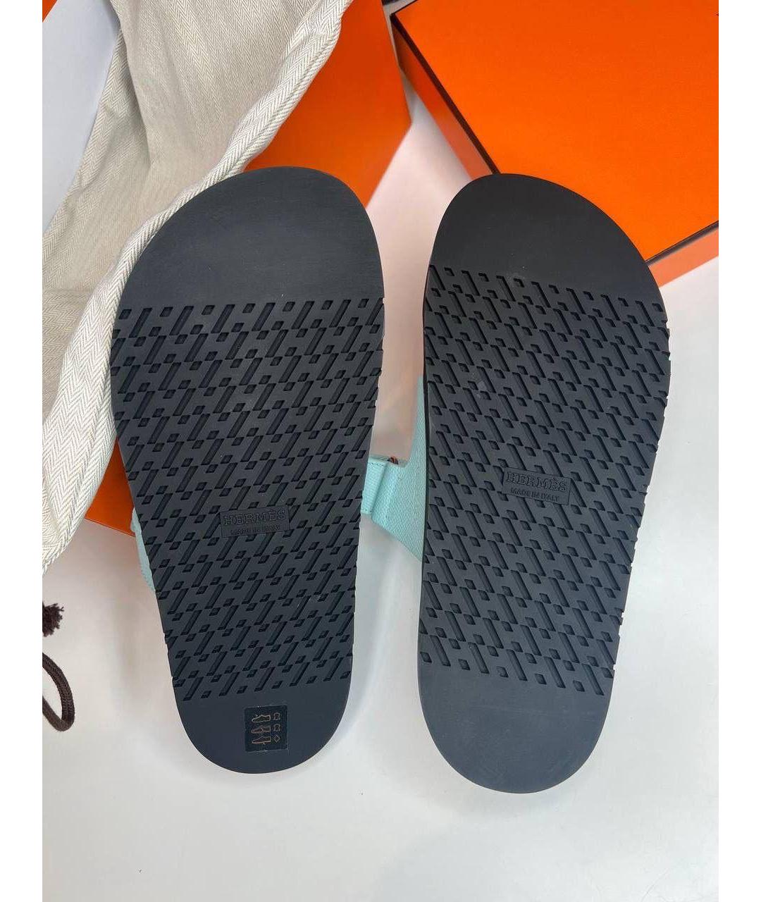 HERMES Голубые кожаные сандалии, фото 5