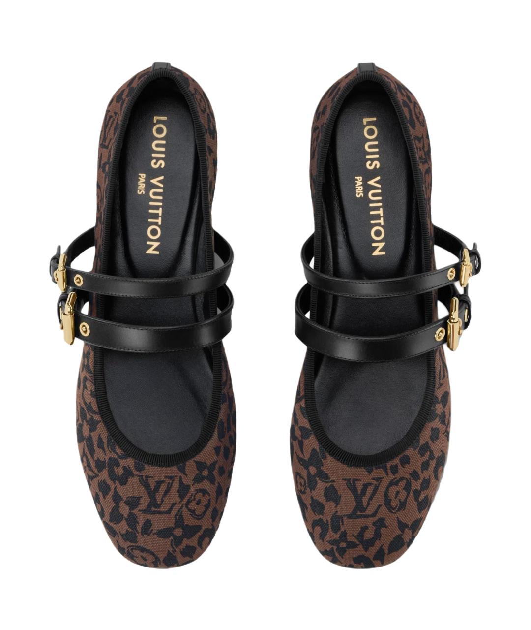 LOUIS VUITTON Коричневые текстильные балетки, фото 4