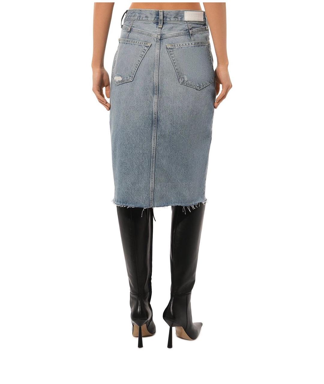 RE/DONE Голубая хлопковая юбка миди, фото 3