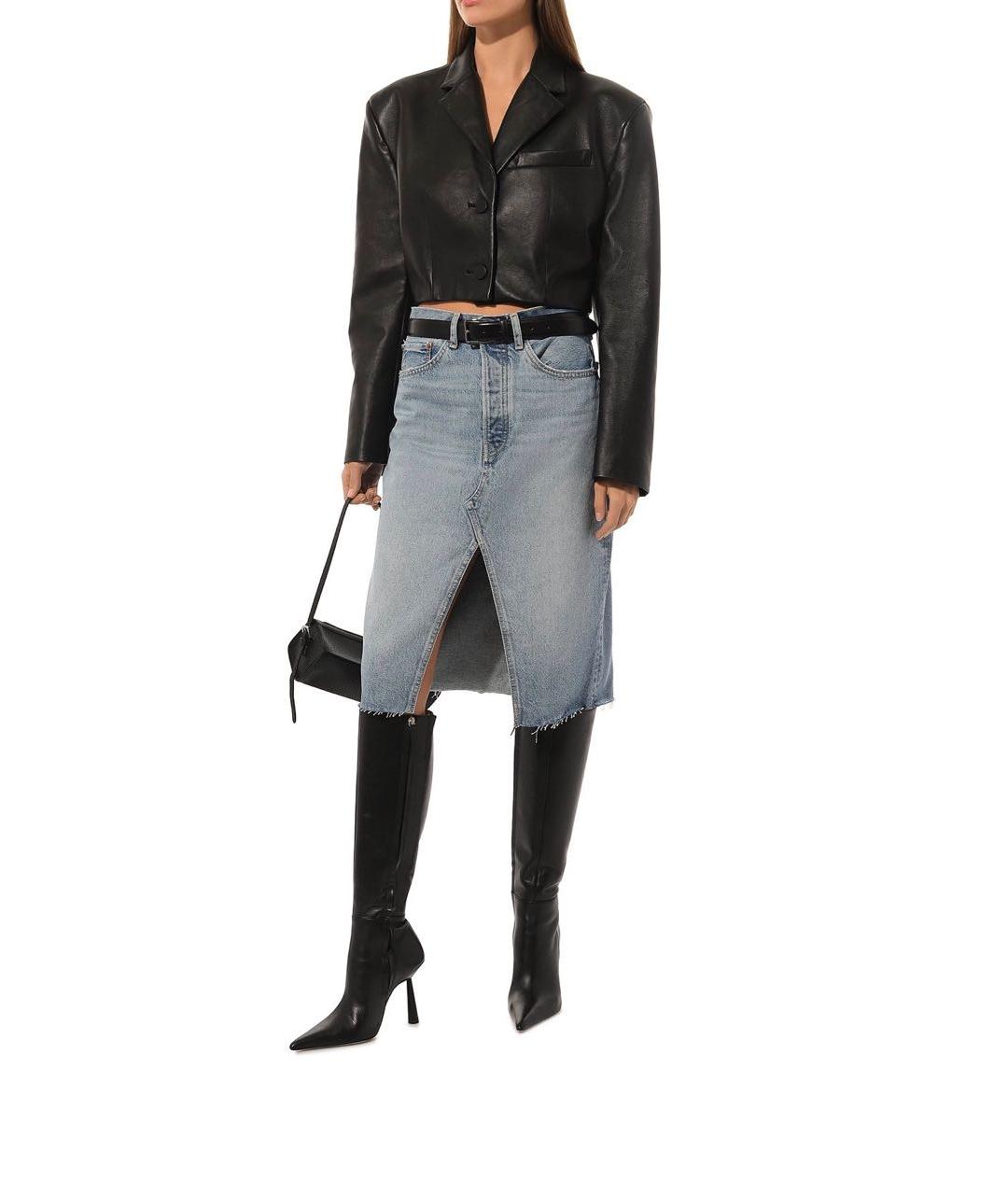 RE/DONE Голубая хлопковая юбка миди, фото 2