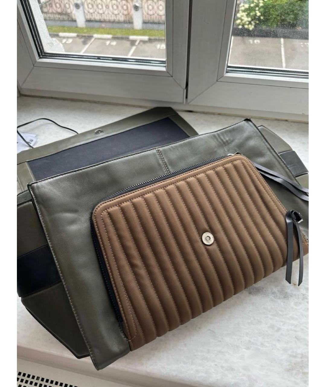 DKNY Хаки кожаный рюкзак, фото 3