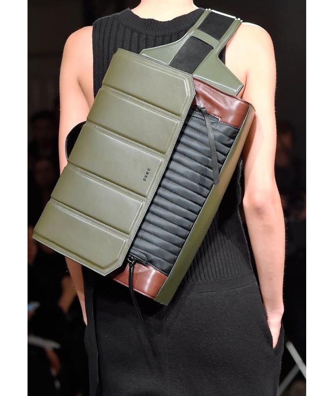 DKNY Хаки кожаный рюкзак, фото 6