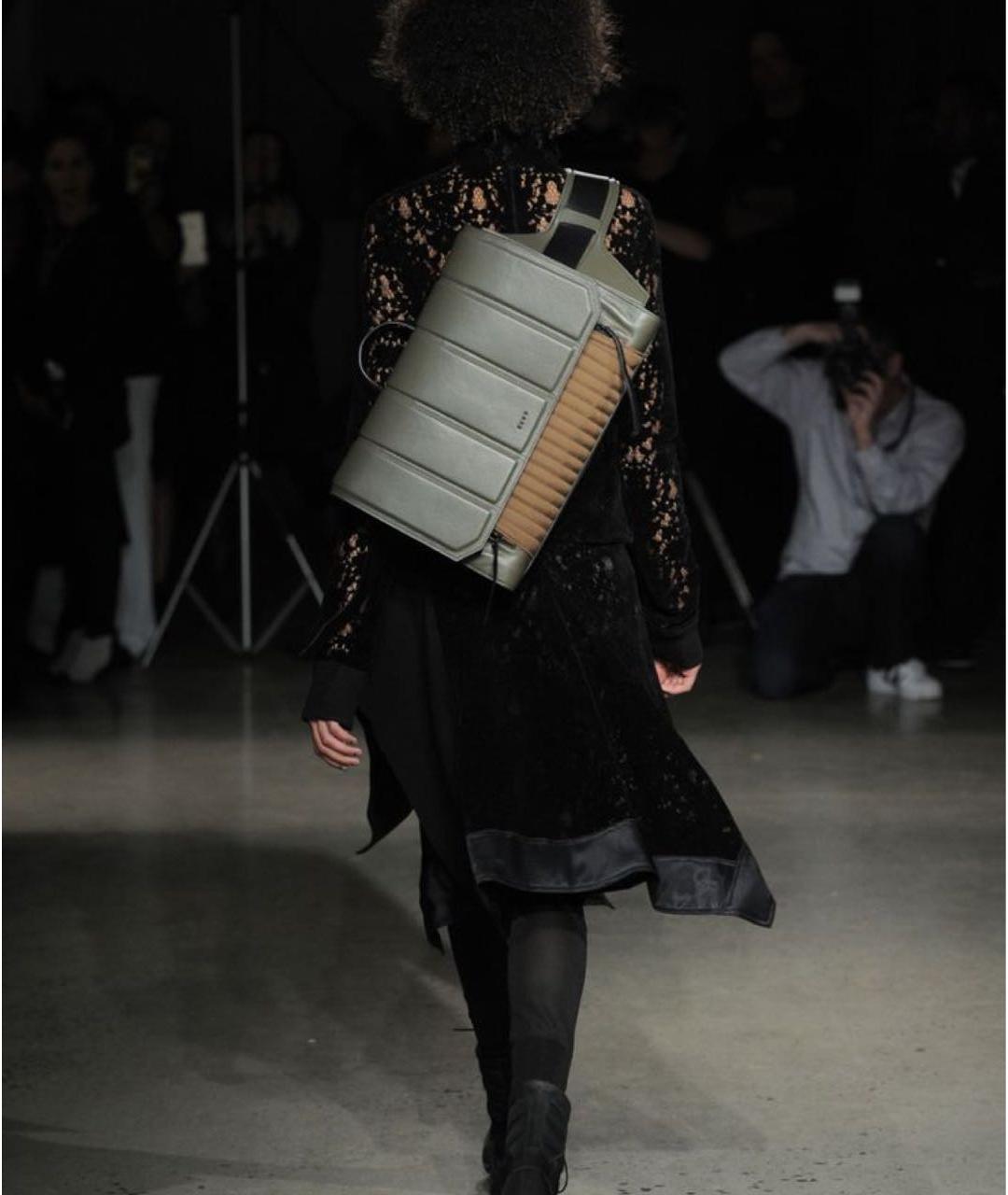 DKNY Хаки кожаный рюкзак, фото 5