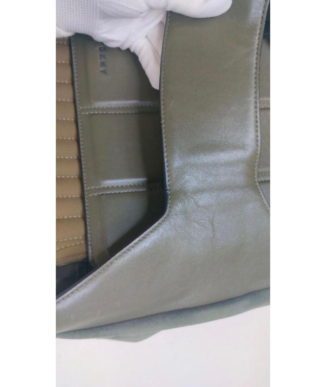 DKNY Хаки кожаный рюкзак, фото 7