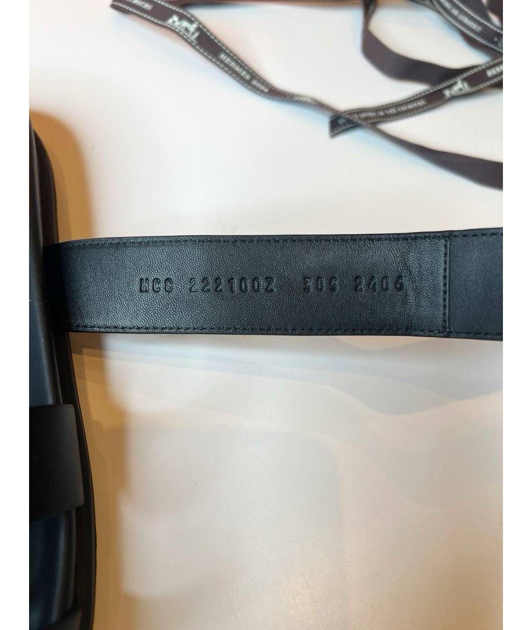 HERMES Черные кожаные сандалии, фото 4