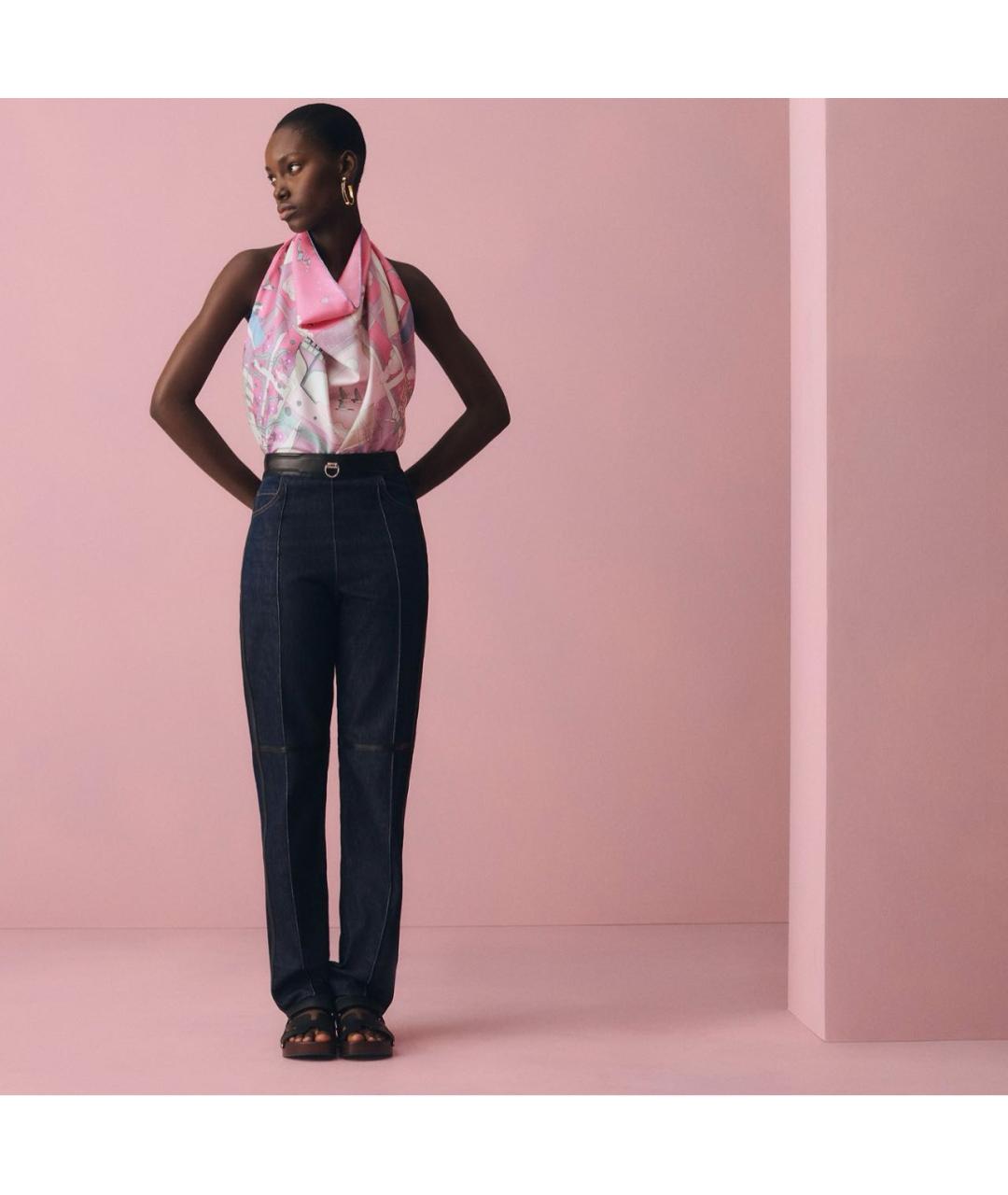 HERMES Розовый шелковый платок, фото 3