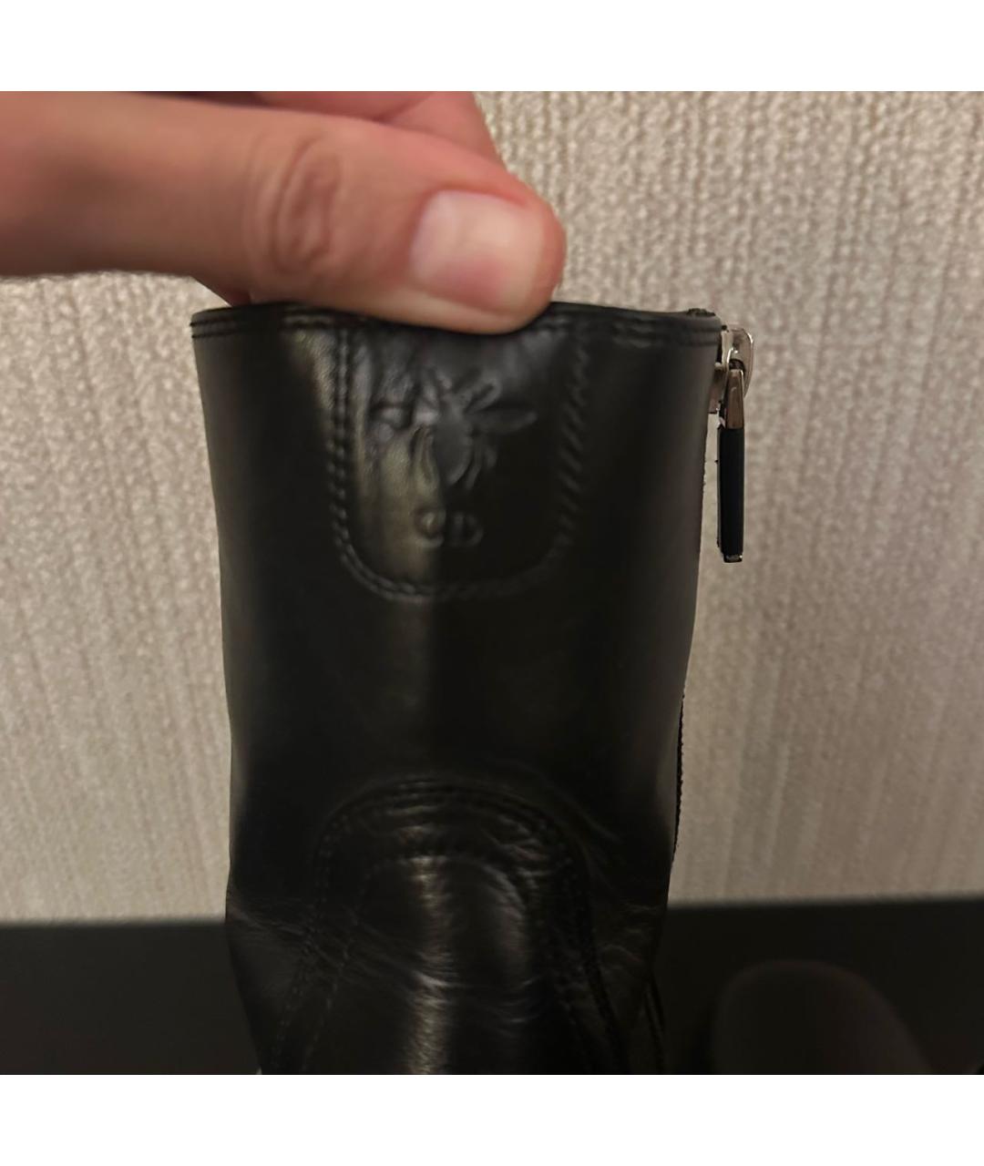 CHRISTIAN DIOR Черные кожаные ботильоны, фото 7