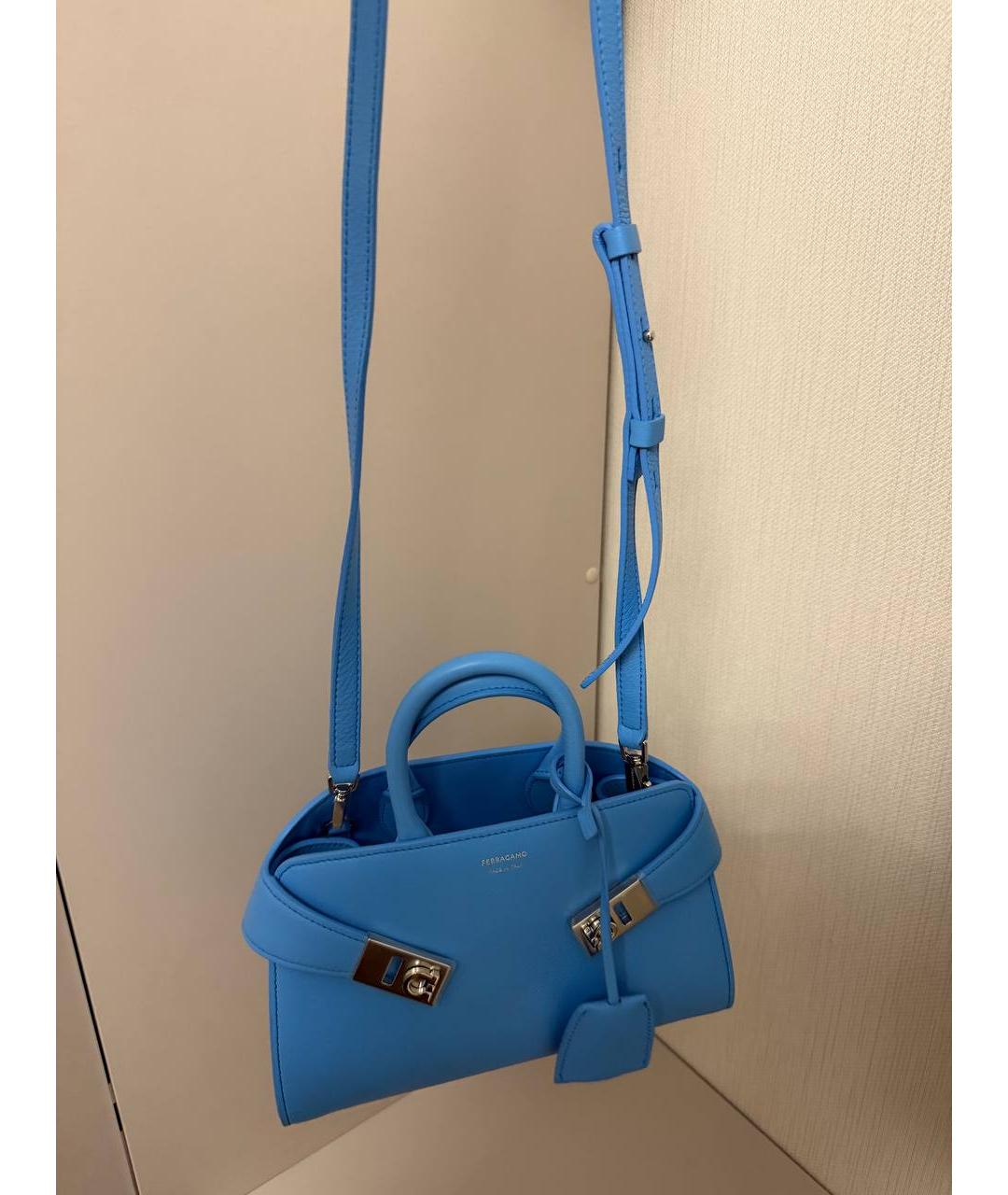 FERRAGAMO Голубая кожаная сумка через плечо, фото 3