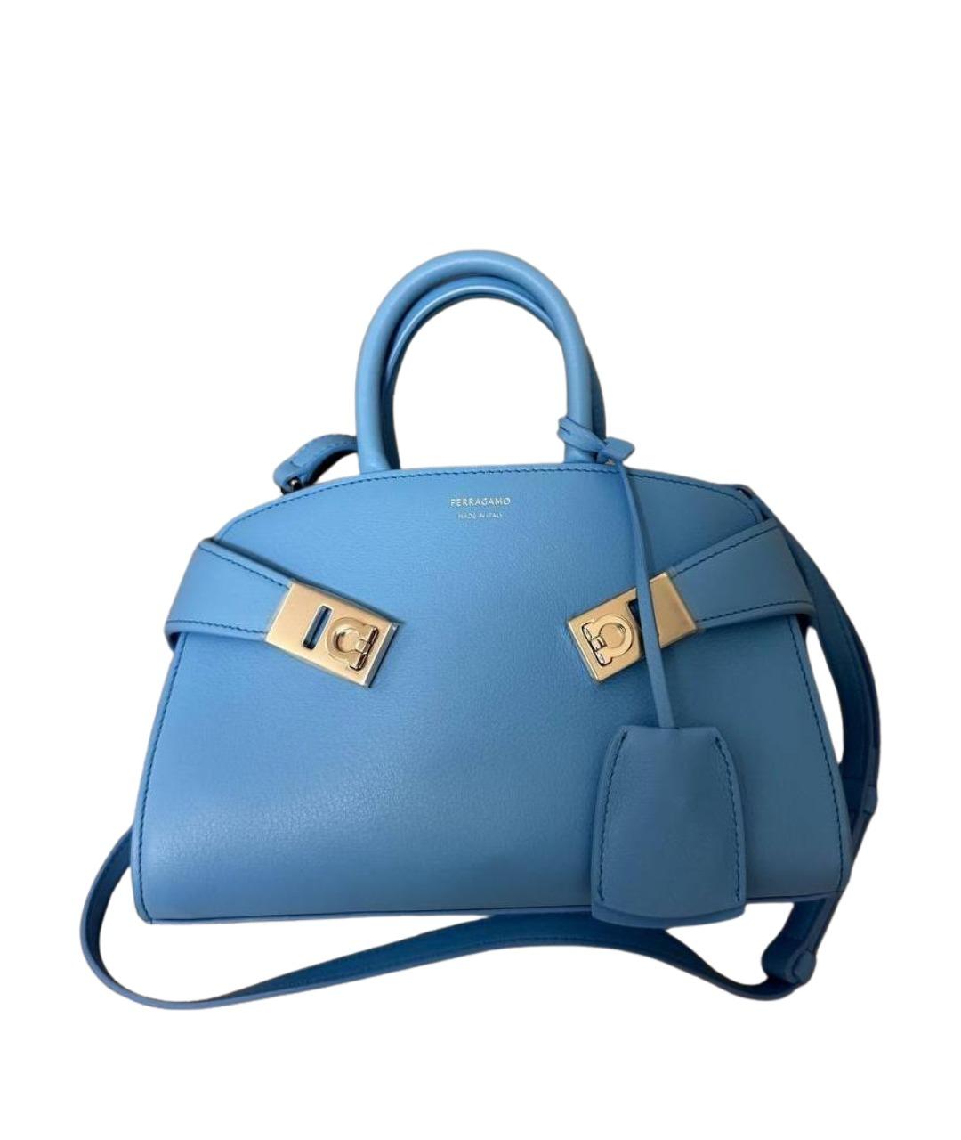 FERRAGAMO Голубая кожаная сумка через плечо, фото 1