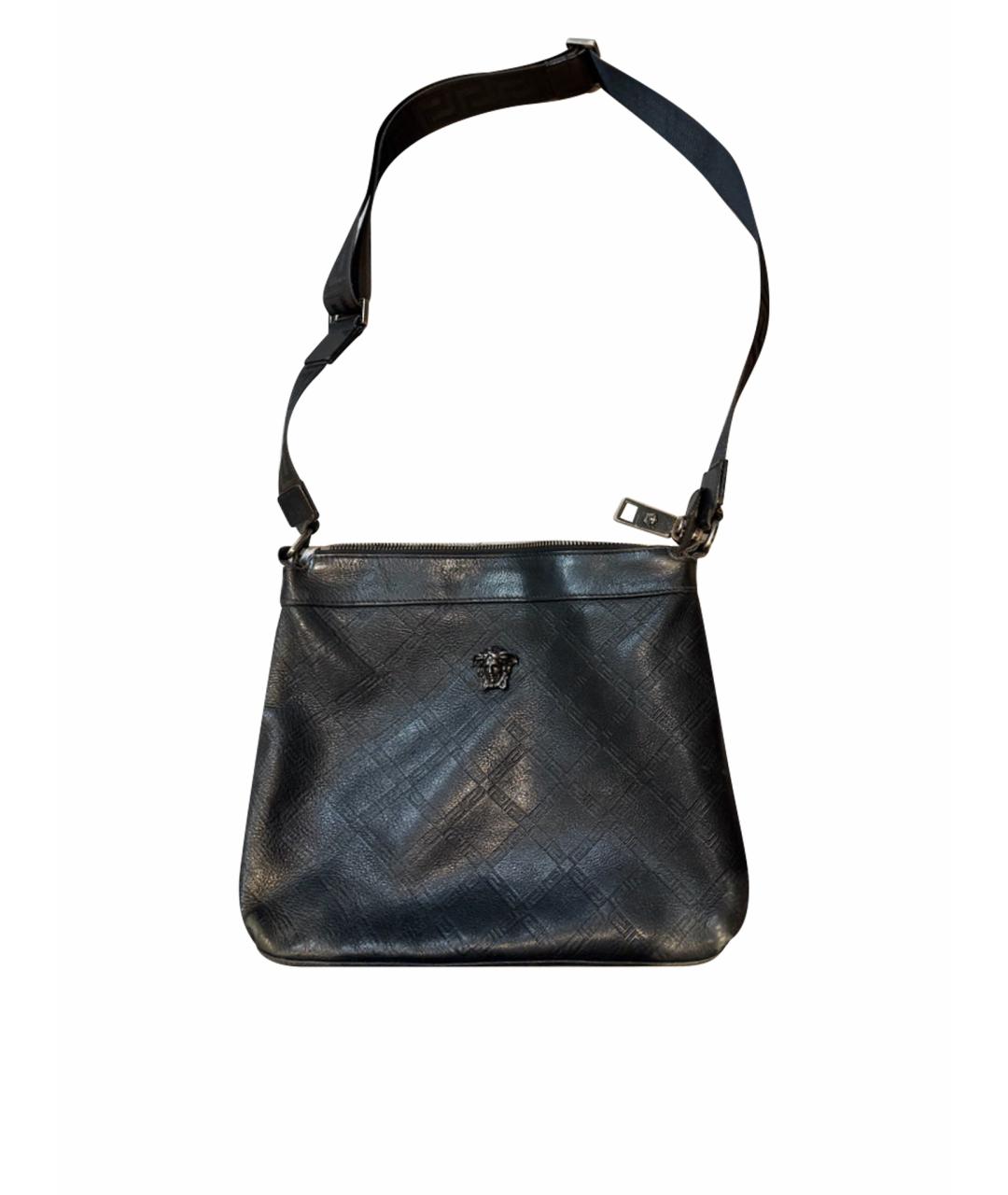 VERSACE Черная кожаная сумка на плечо, фото 1