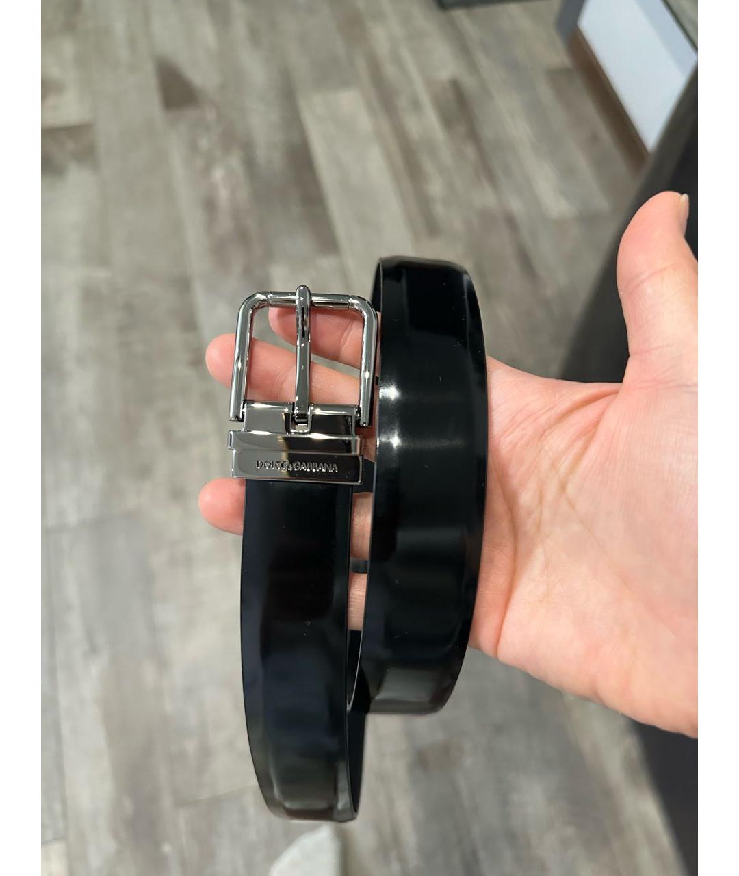 DOLCE&GABBANA Черный ремень из лакированной кожи, фото 2