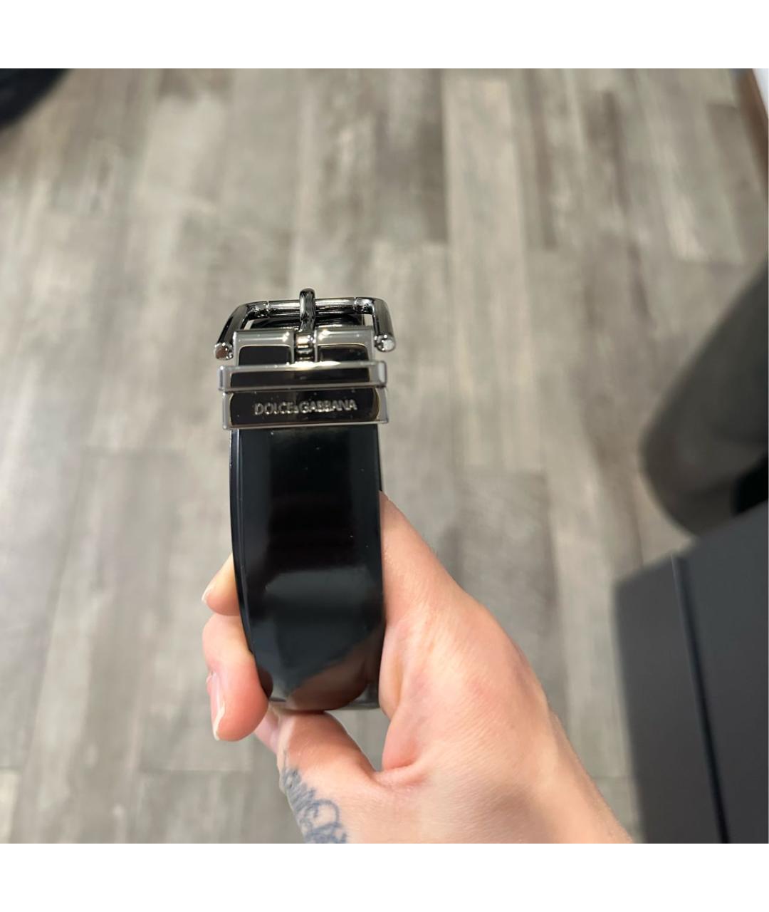 DOLCE&GABBANA Черный ремень из лакированной кожи, фото 3