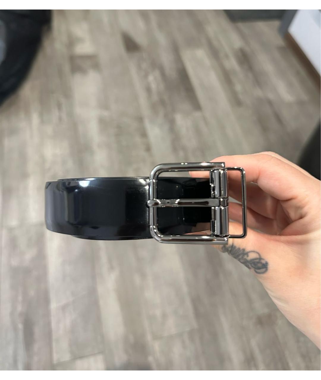 DOLCE&GABBANA Черный ремень из лакированной кожи, фото 4