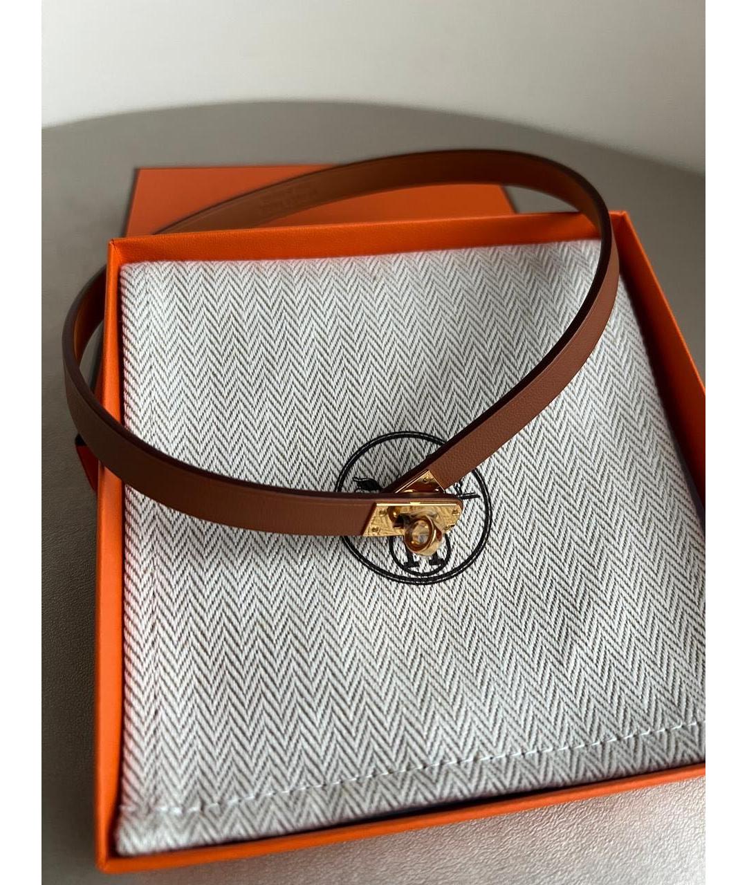 HERMES Коричневое кожаное колье, фото 2