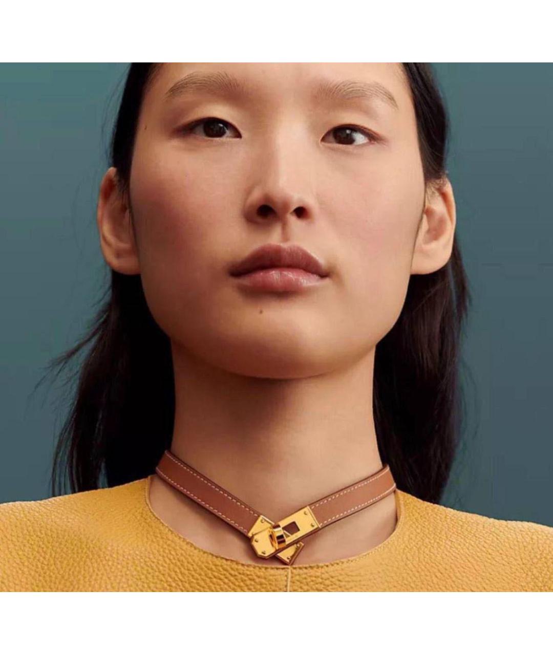 HERMES Коричневое кожаное колье, фото 4