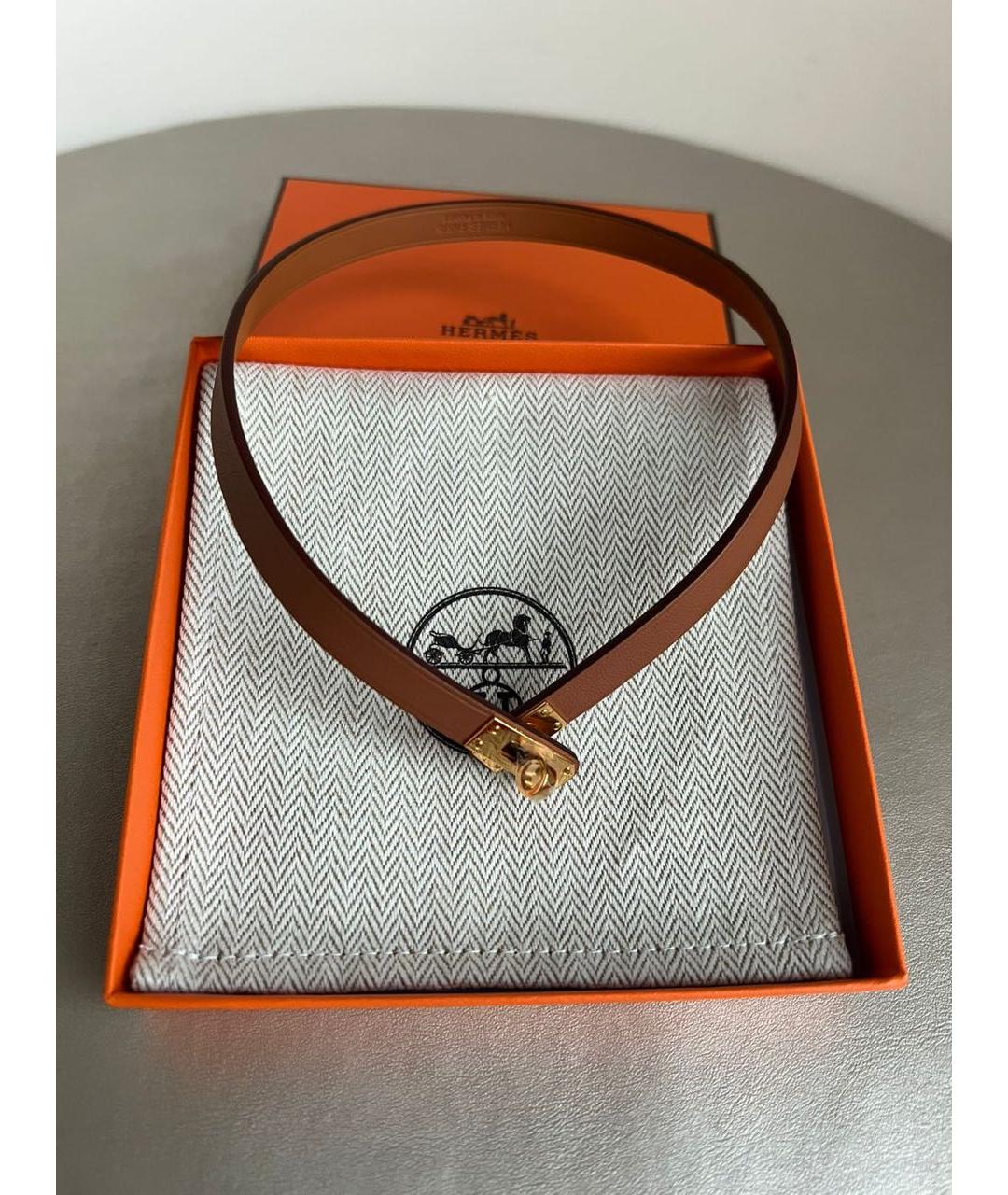 HERMES Коричневое кожаное колье, фото 5