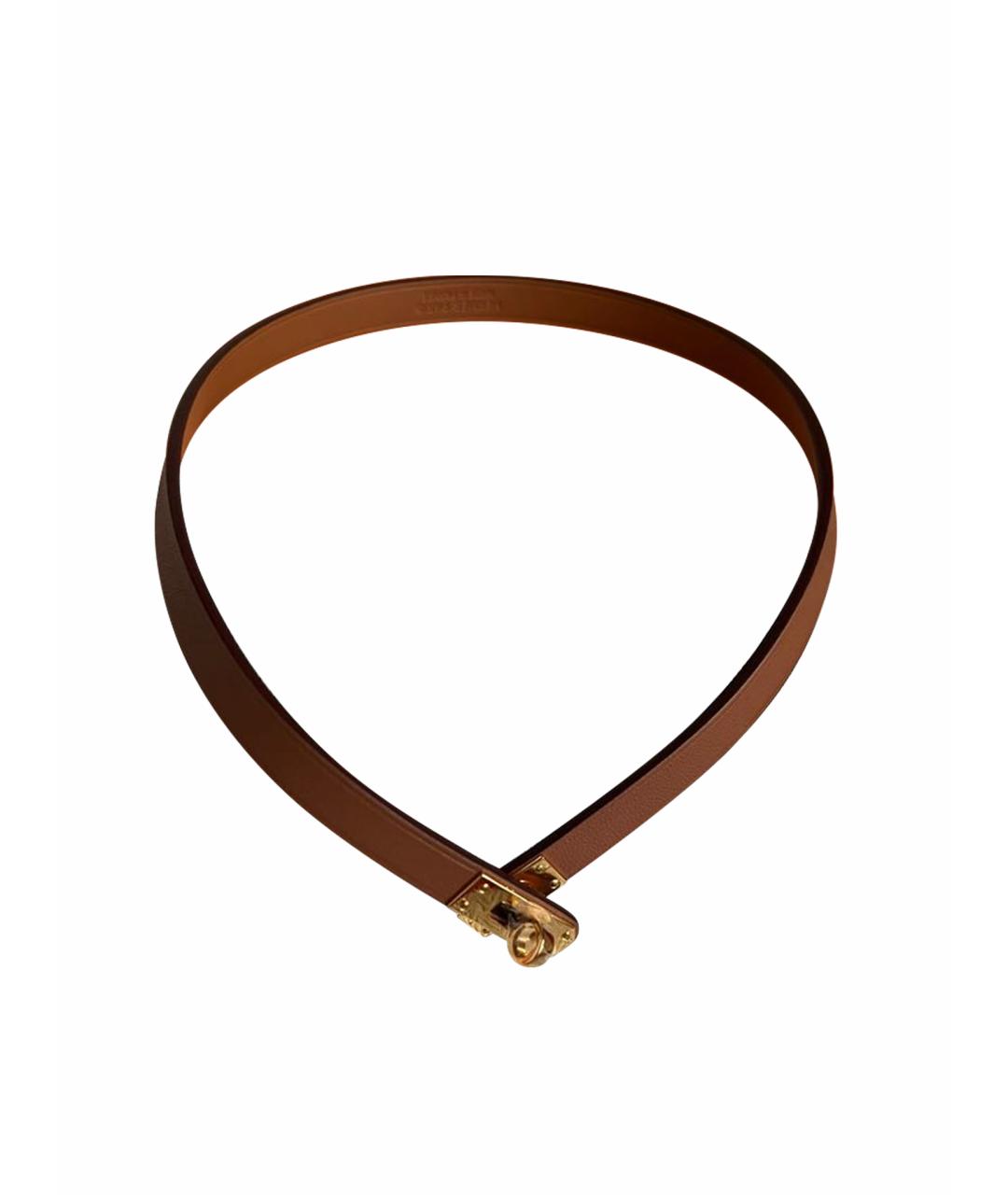 HERMES Коричневое кожаное колье, фото 1