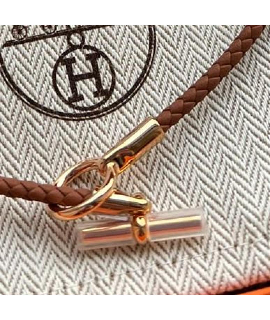 HERMES Коричневый кожаный чокер, фото 4