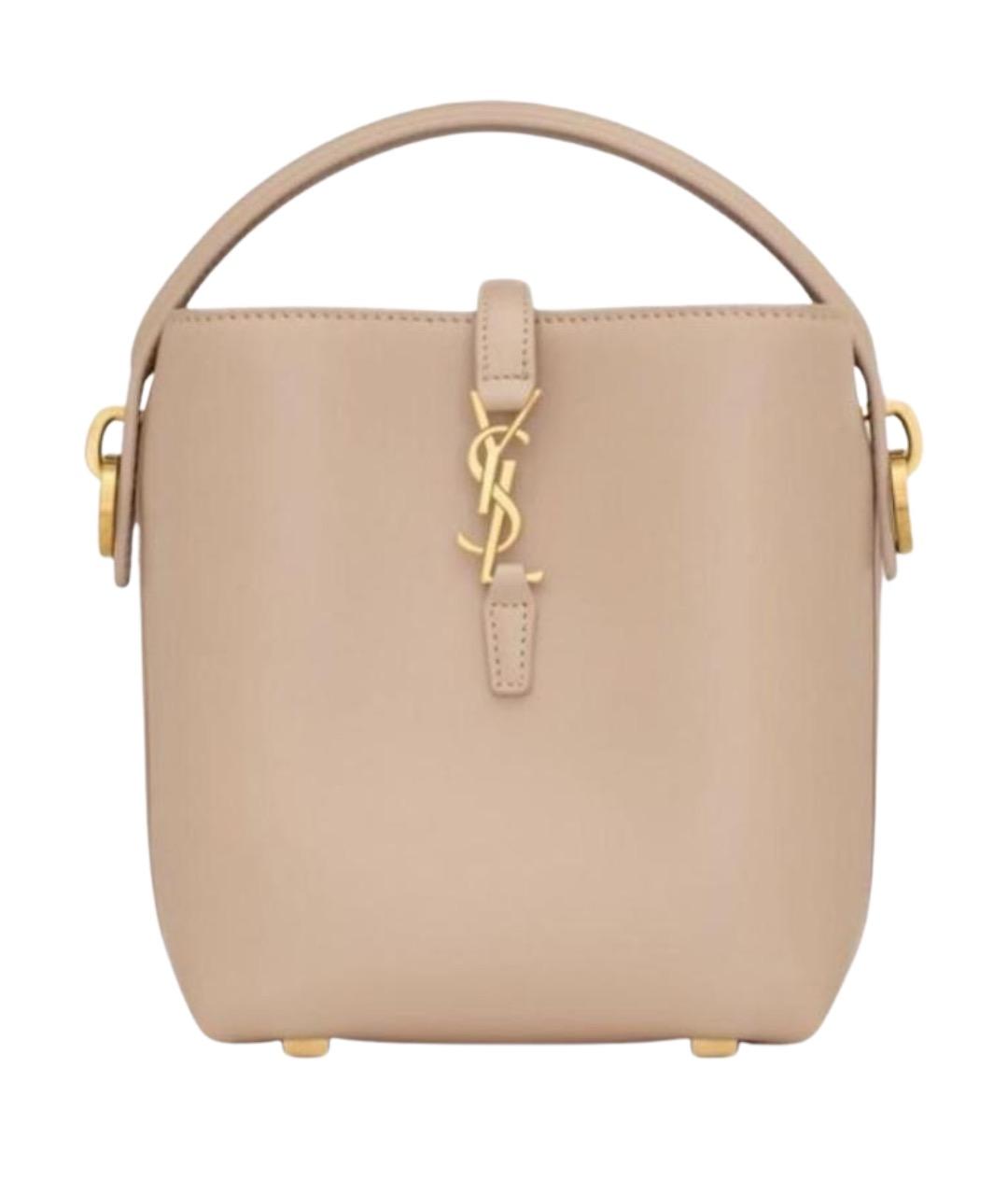 SAINT LAURENT Бежевая кожаная сумка через плечо, фото 1