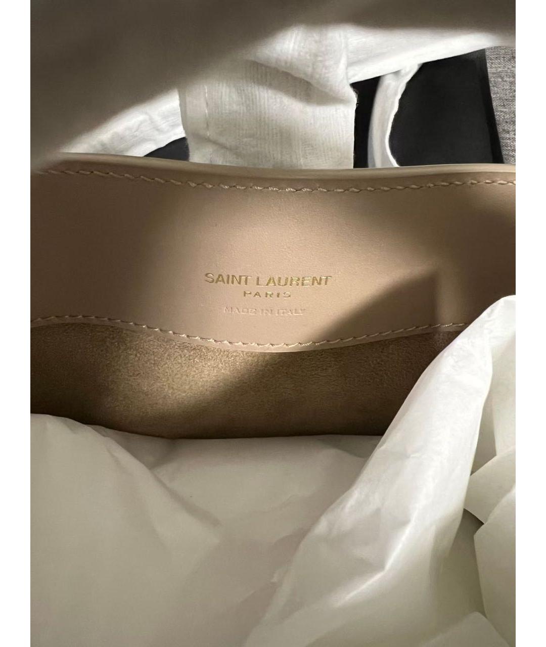 SAINT LAURENT Бежевая кожаная сумка через плечо, фото 5